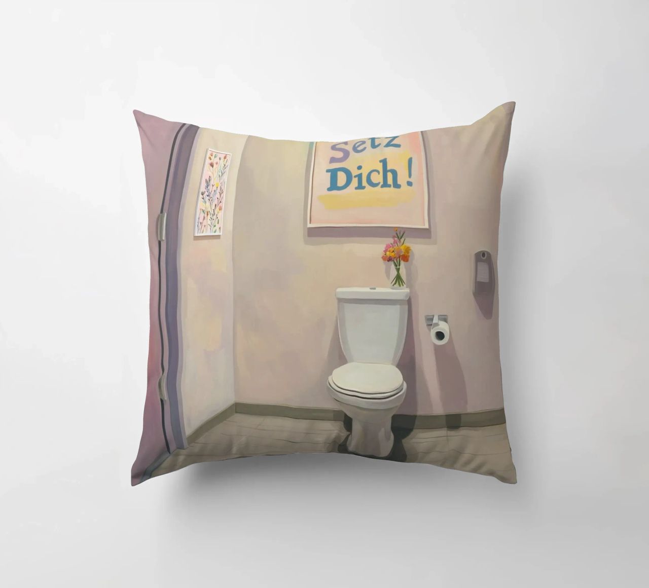 WC, assieds-toi Slogan coussin de Carinaprint