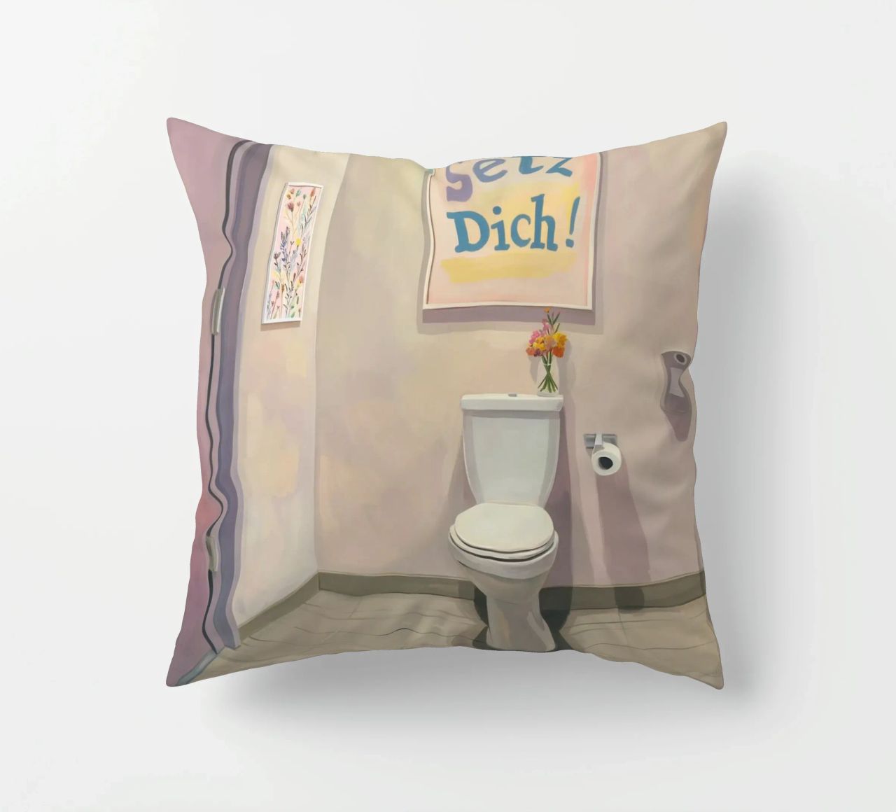 WC, assieds-toi Slogan coussin de Carinaprint