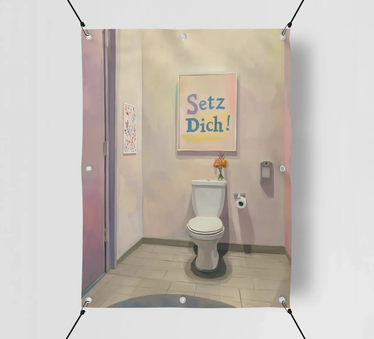 WC, ga zitten Slogan pvc-zeil van Carinaprint