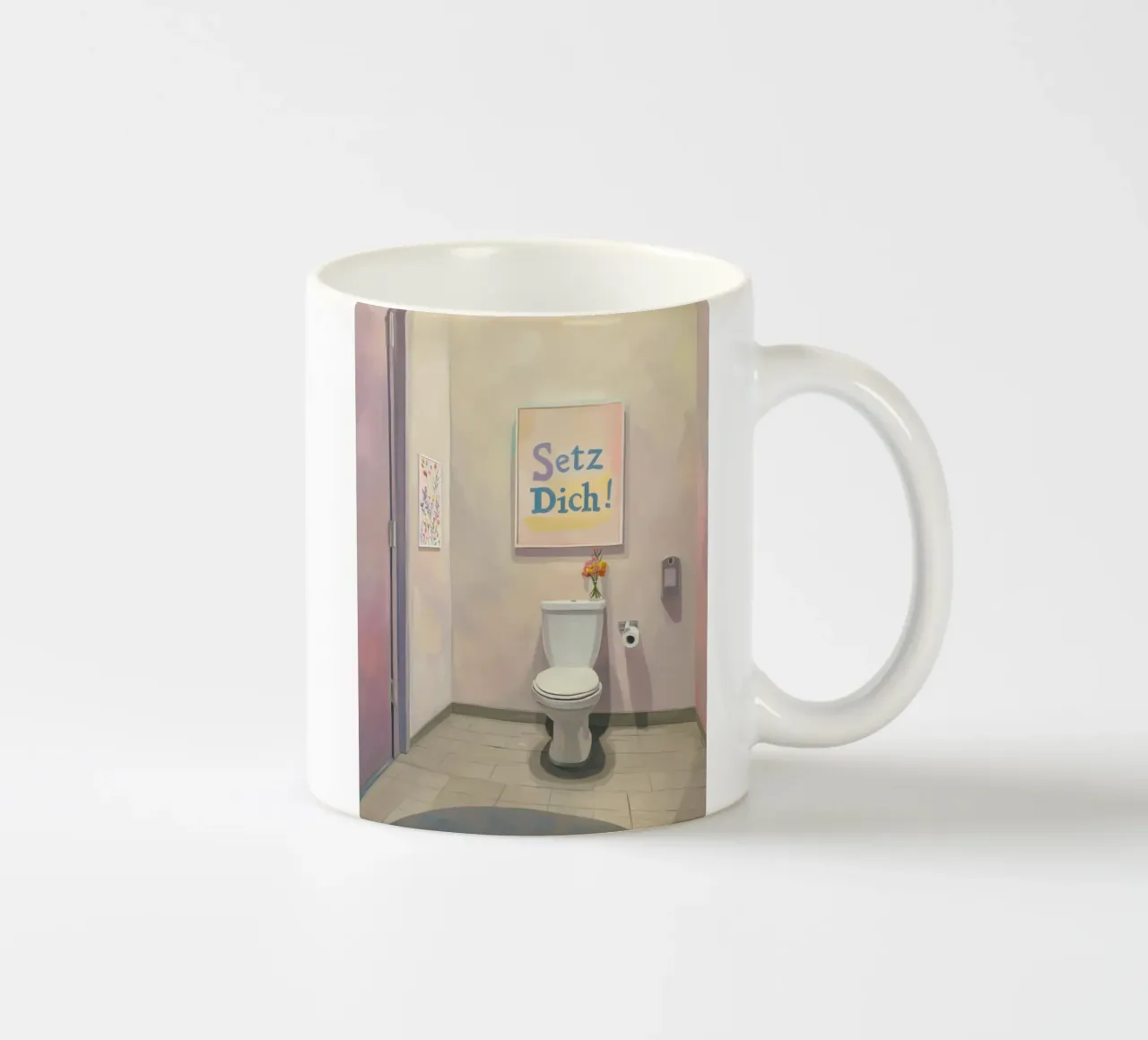 WC, setz dich Slogan Keramik Tasse von Carinaprint