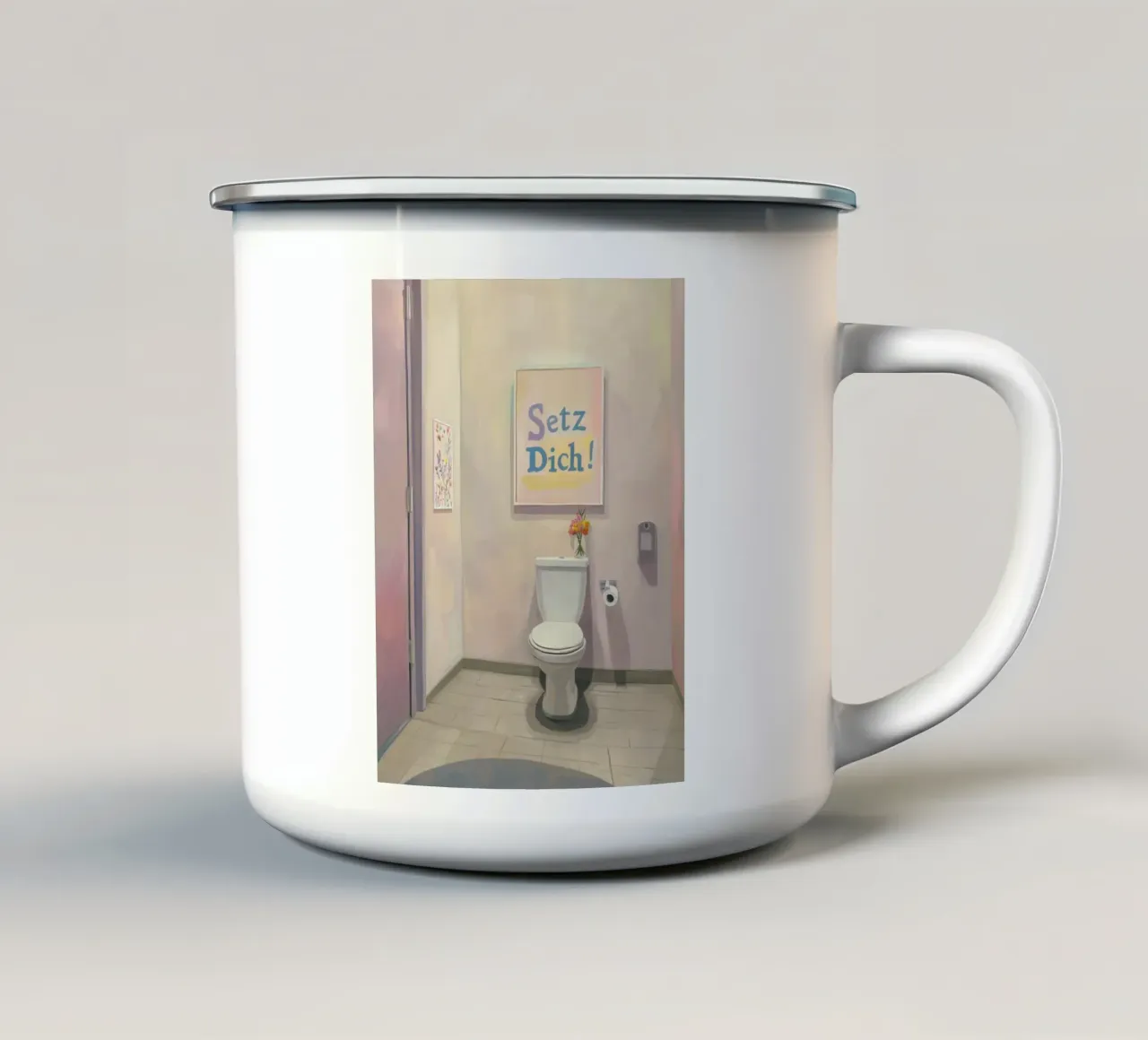 WC, assieds-toi Slogan mug en émail de Carinaprint