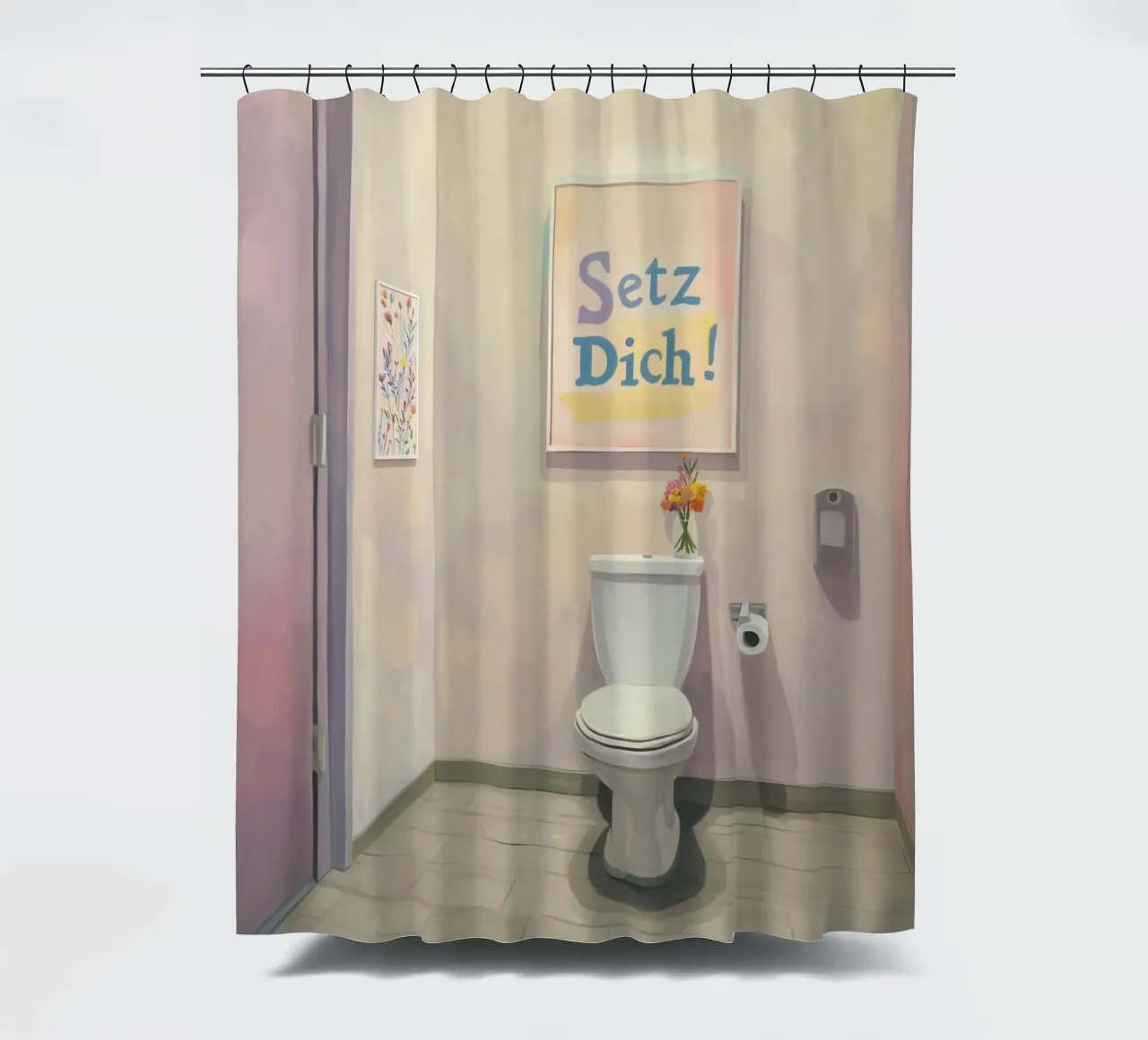 WC, setz dich Slogan Duschvorhang von Carinaprint