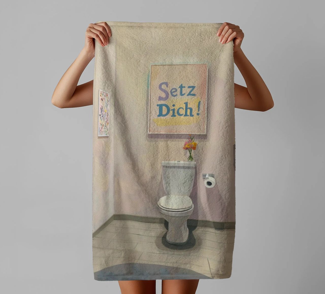 WC, assieds-toi Slogan serviette de bain de Carinaprint