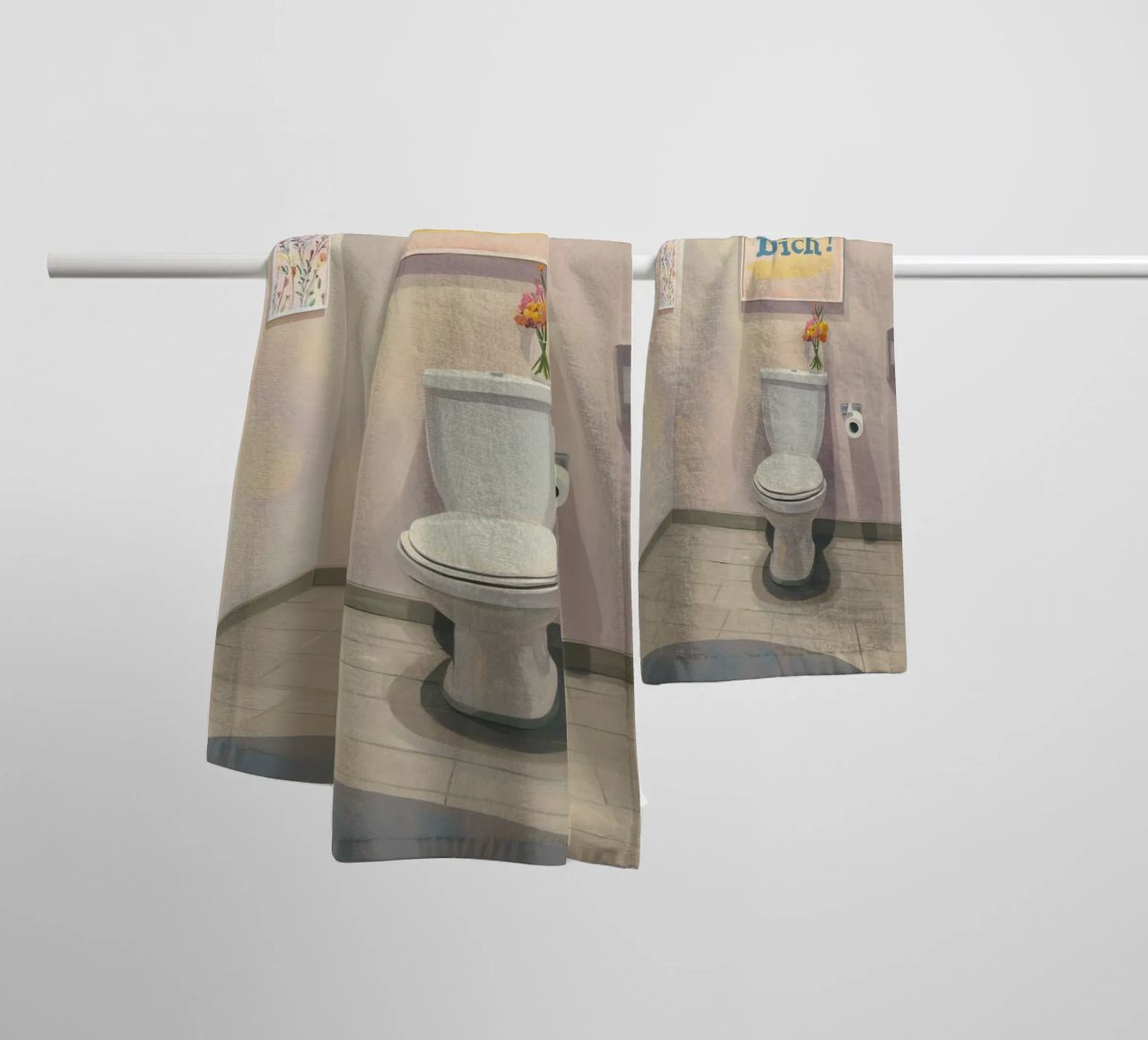 WC, assieds-toi Slogan serviette de bain de Carinaprint