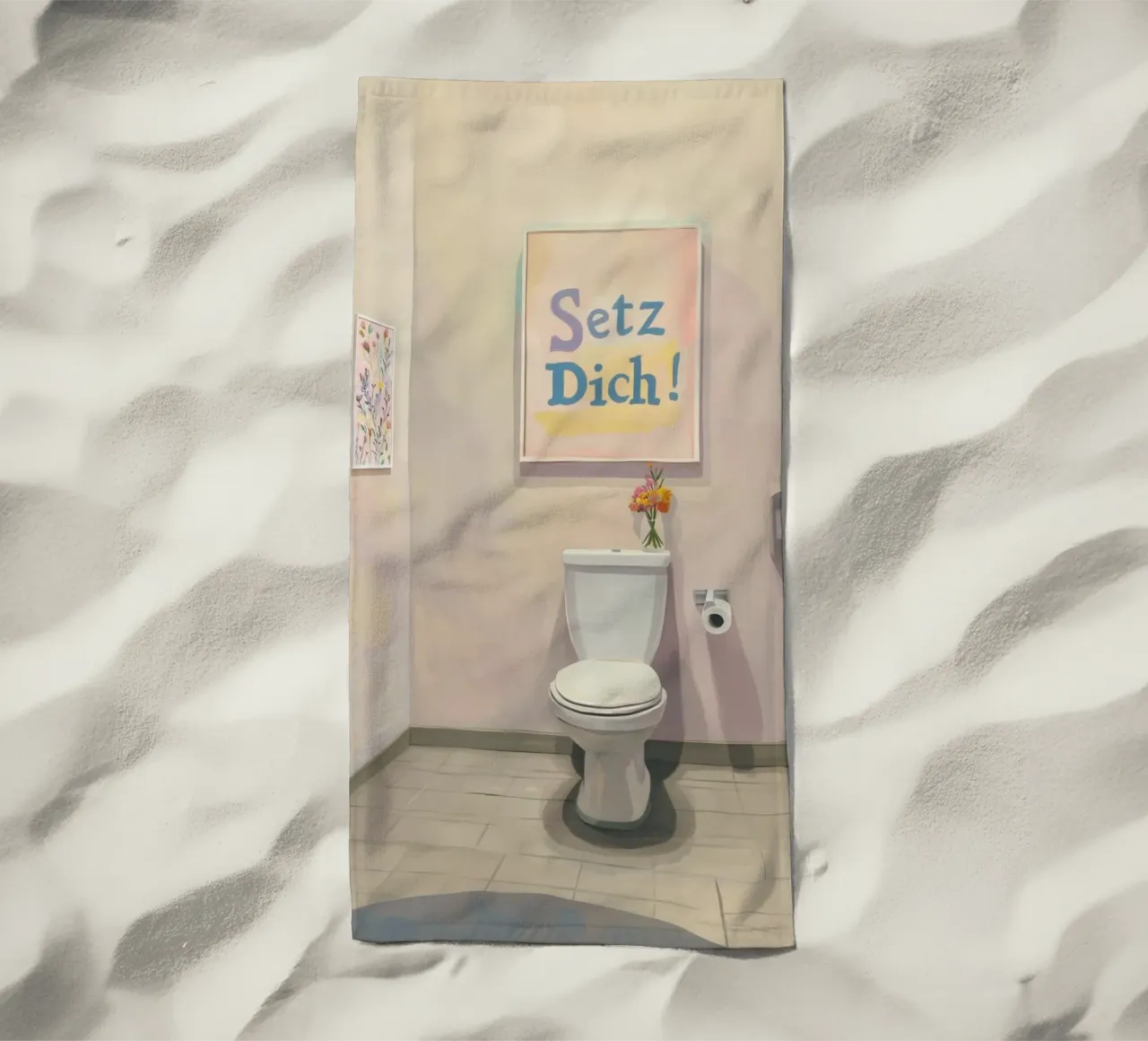 WC, sit down Slogan beach towel by Carinaprint