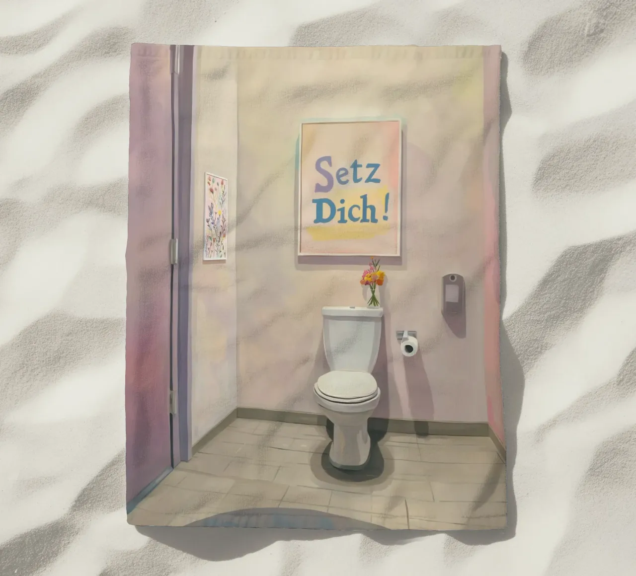 WC, sit down Slogan beach towel by Carinaprint