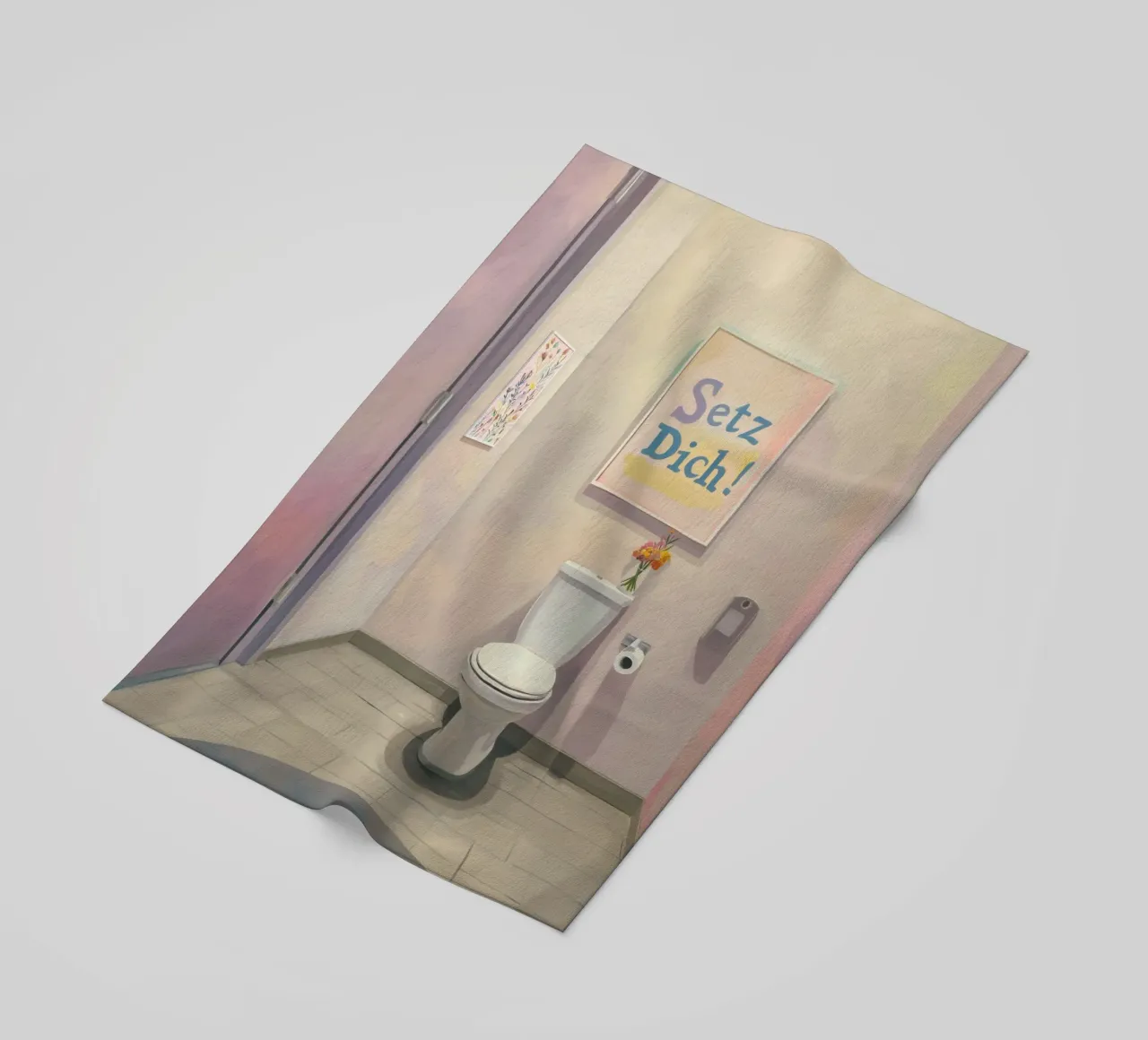WC, sit down Slogan beach towel by Carinaprint