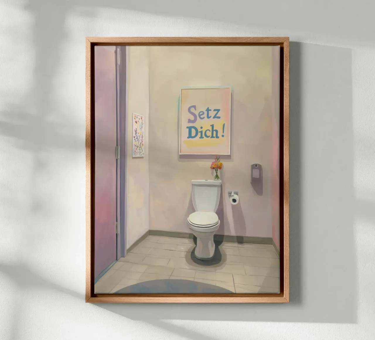 WC, ga zitten Slogan canvas van Carinaprint