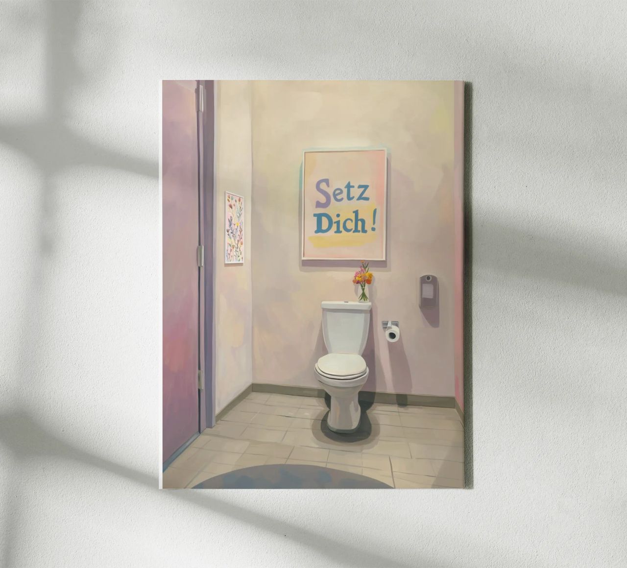 WC, setz dich Slogan Leinwand von Carinaprint