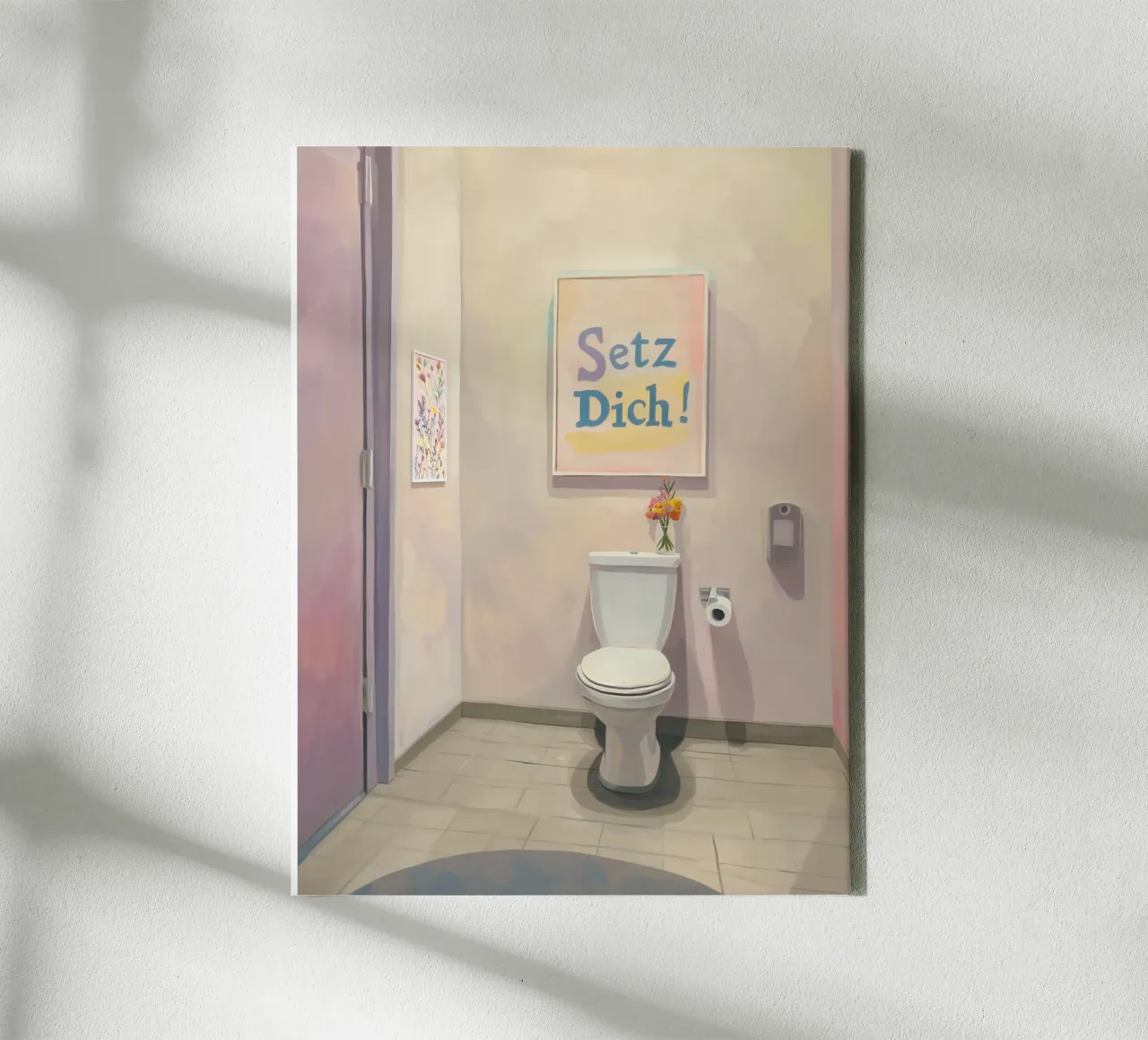 WC, ga zitten Slogan canvas van Carinaprint