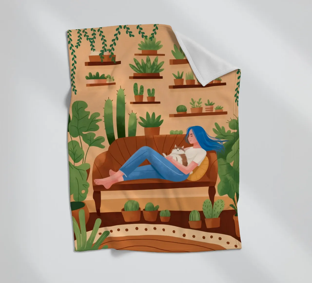 Peaceful Green Retreat fleece blanket by Fine Sanctuary