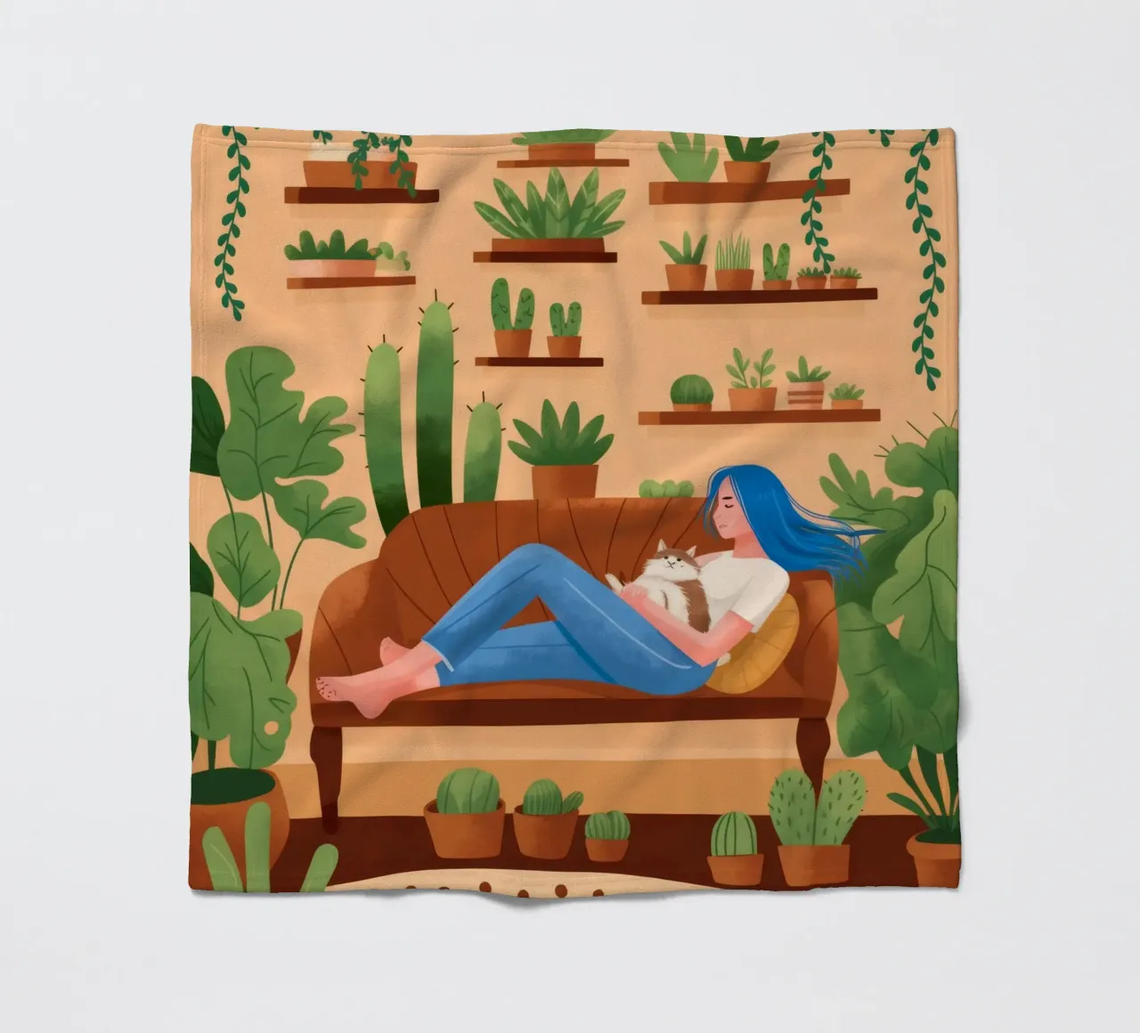 Peaceful Green Retreat fleece blanket by Fine Sanctuary