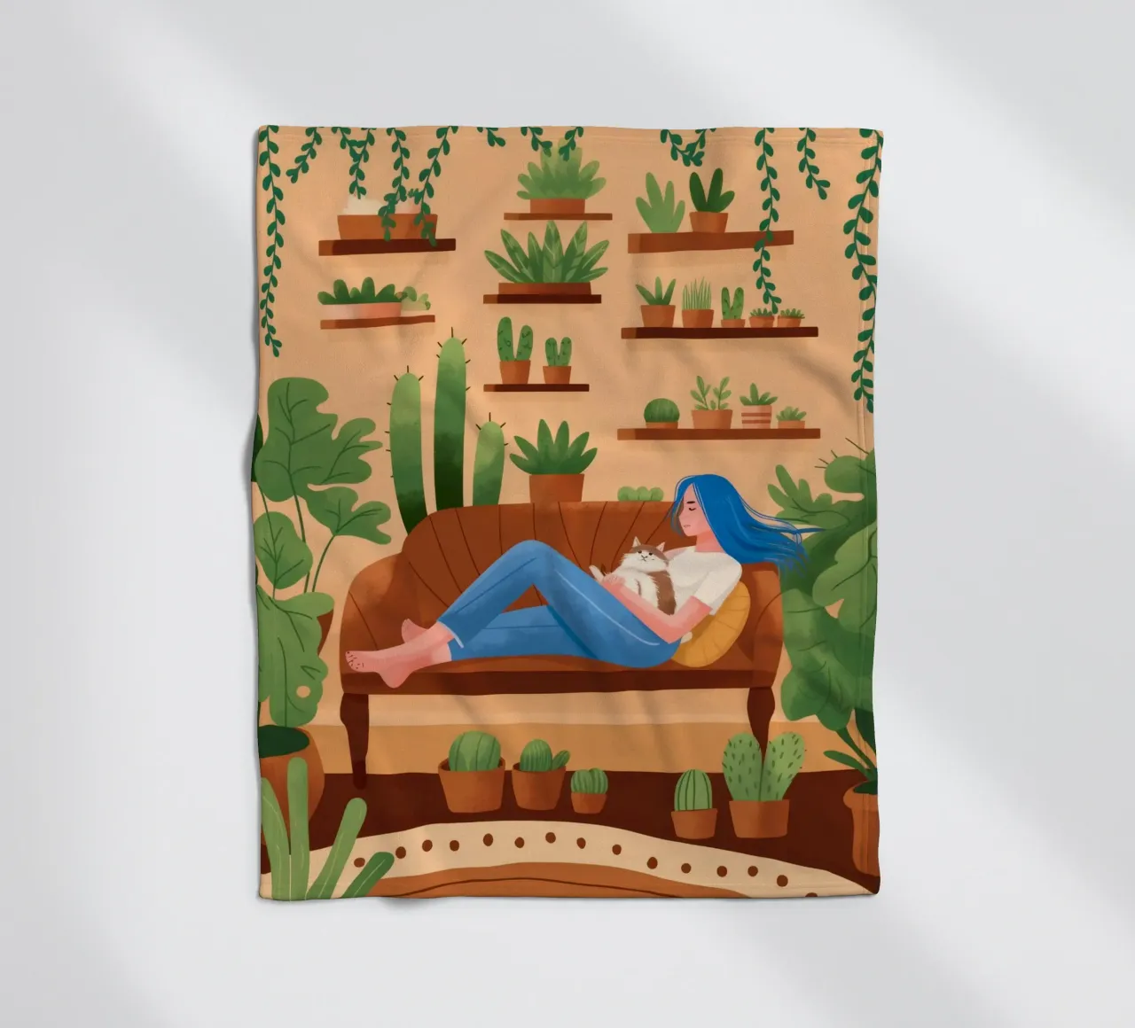 Peaceful Green Retreat fleece blanket by Fine Sanctuary