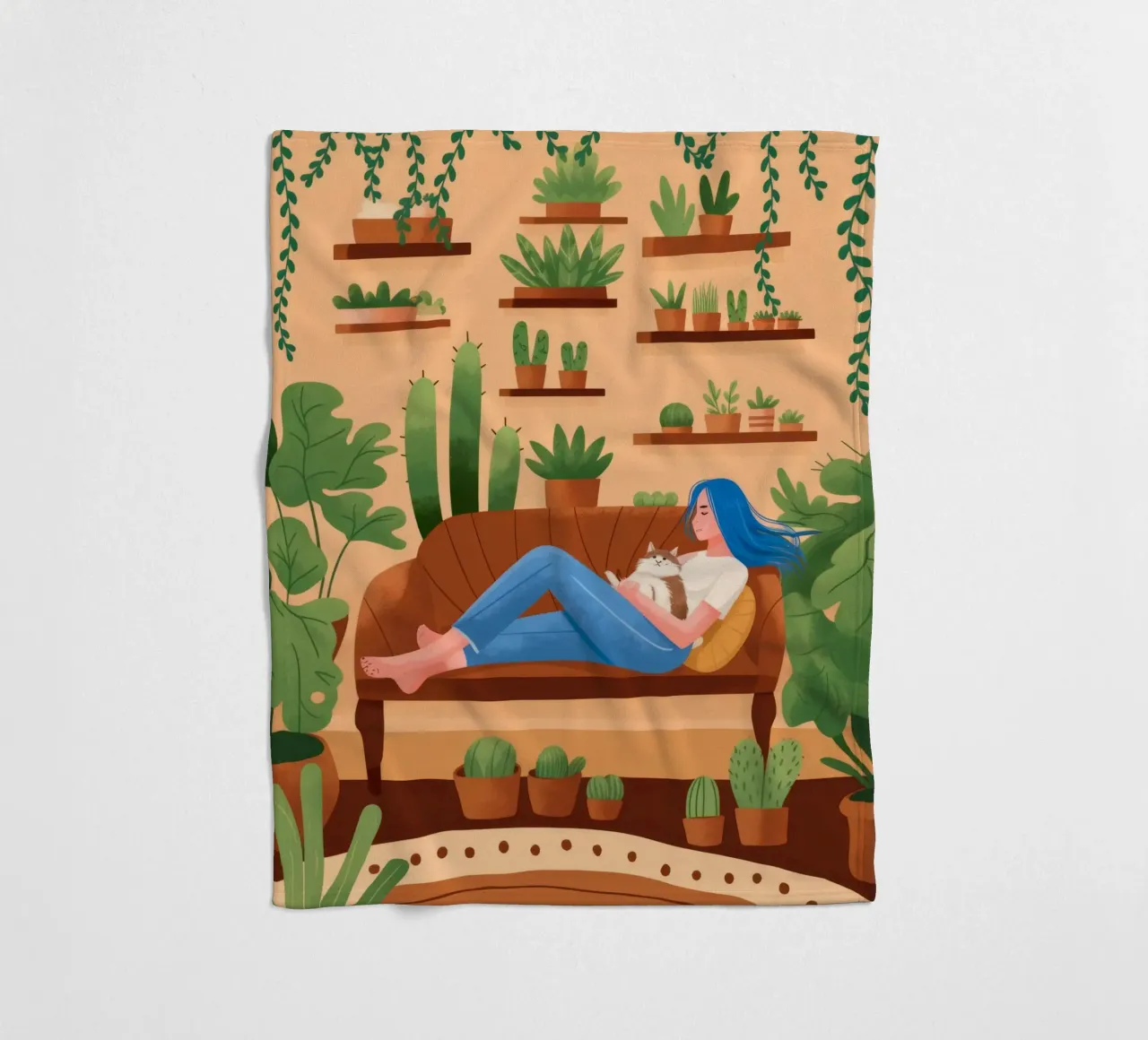 Peaceful Green Retreat fleece blanket by Fine Sanctuary
