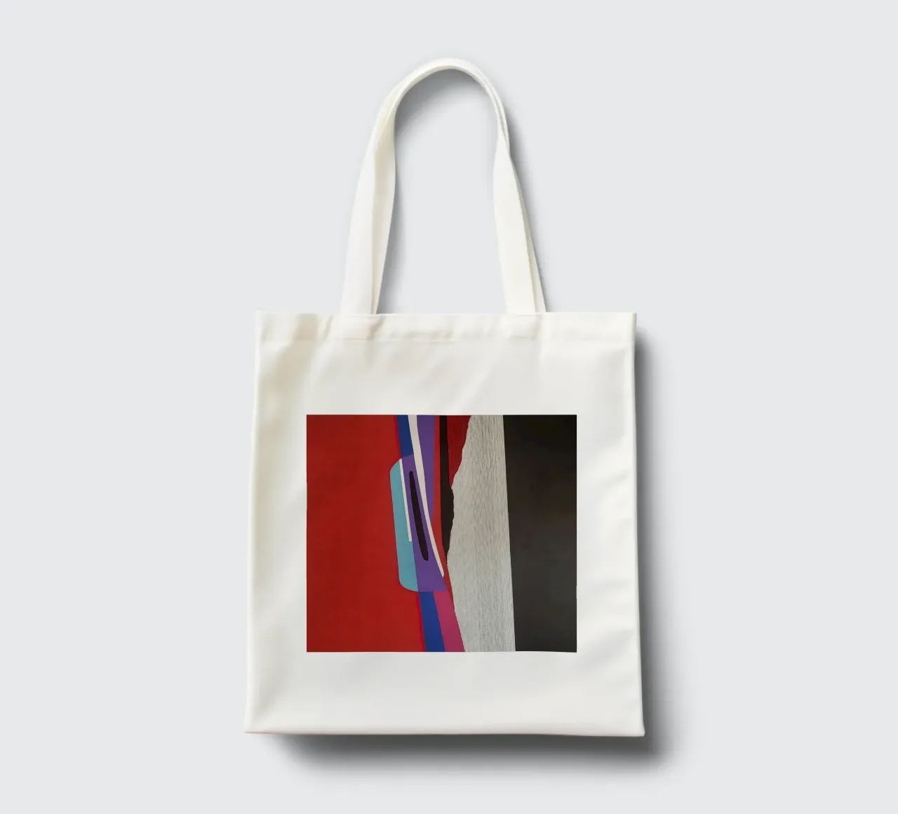 Colorful Abstract Shapes with Bold Vertical Contrast borsa in juta da Artbyvo