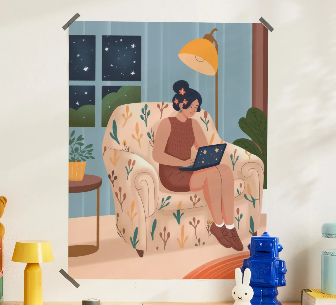 Studio notturno accogliente carta hahnemühle da Fine Sanctuary