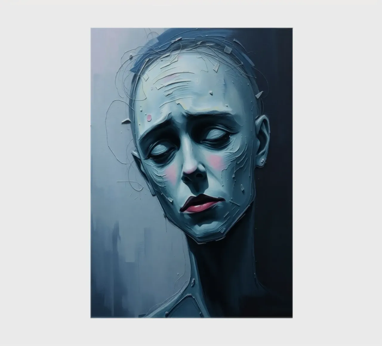 Emotional portrait of a figure with a serene expression notebook by DesignDoodle