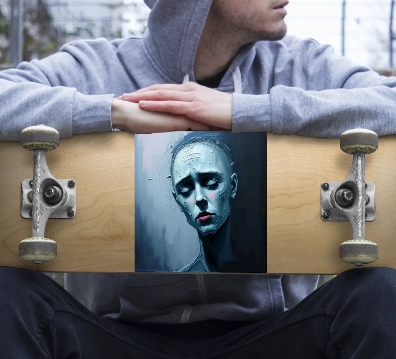 Emotionales Porträt einer Figur mit heiterem Ausdruck Sticker von DesignDoodle