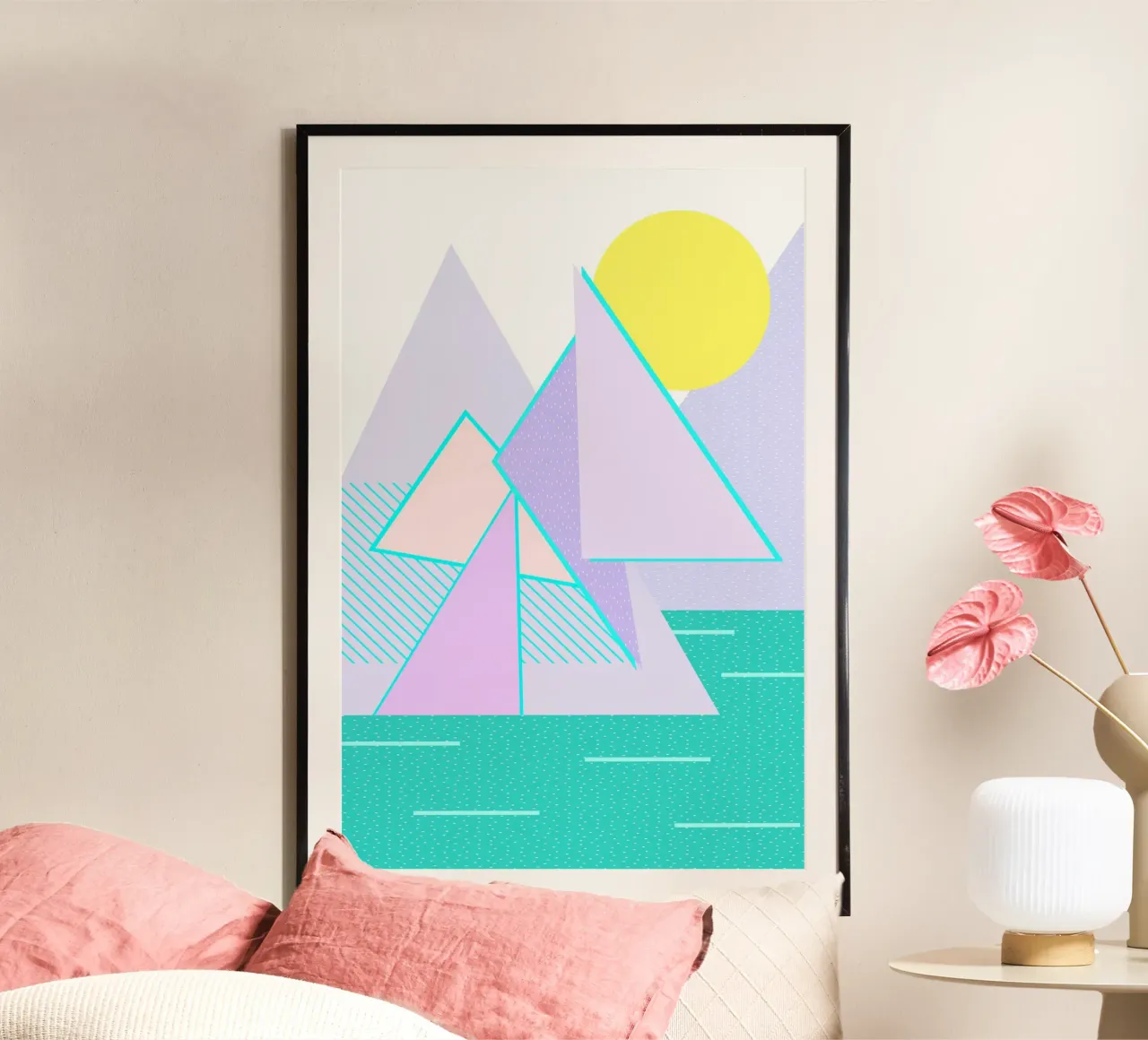 Ciao Montagne Colline della Lavanda poster con telaio in legno da SilverPegasus