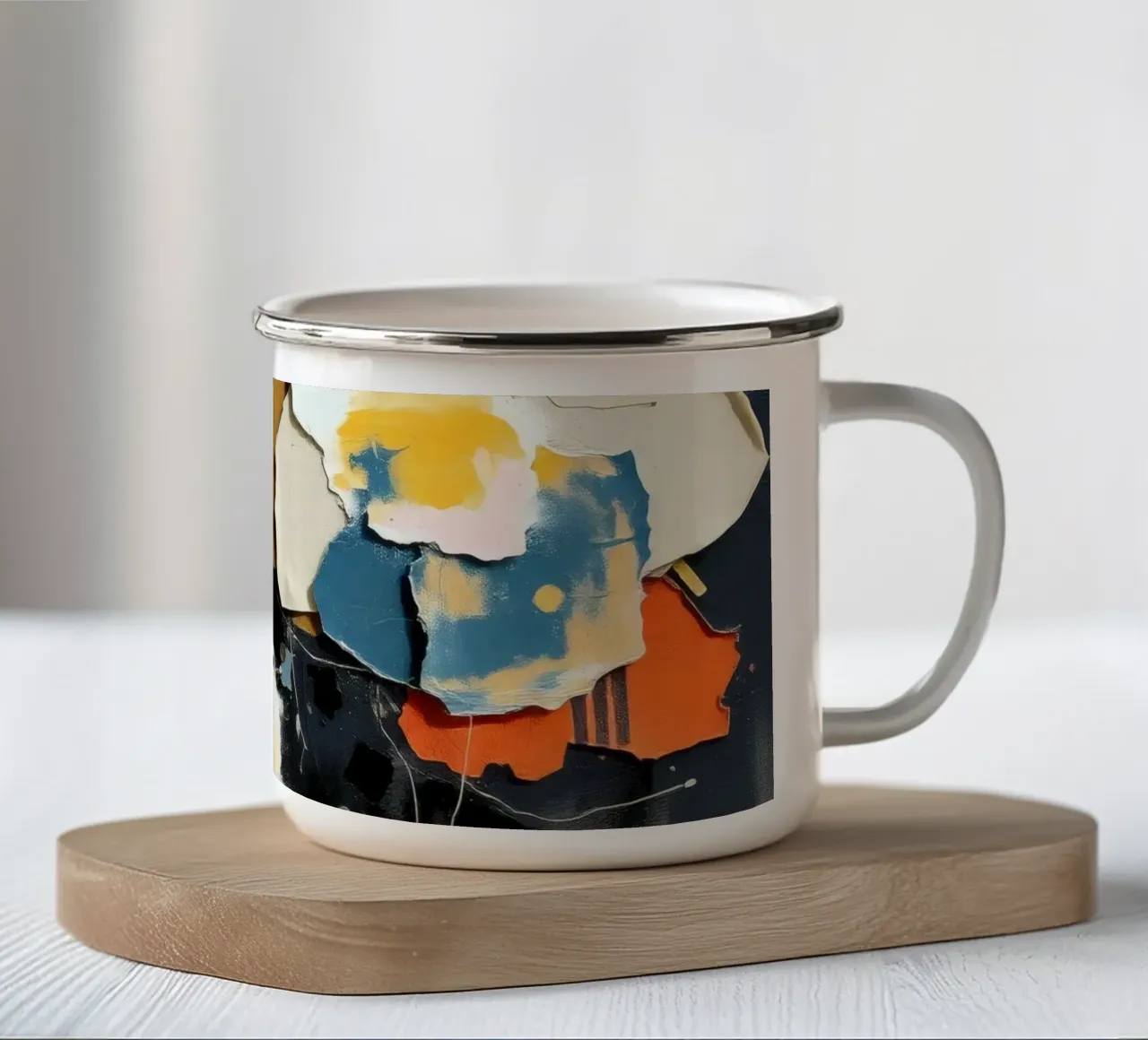 Composizione artistica astratta con texture stratificate tazza in smalto da DesignDoodle