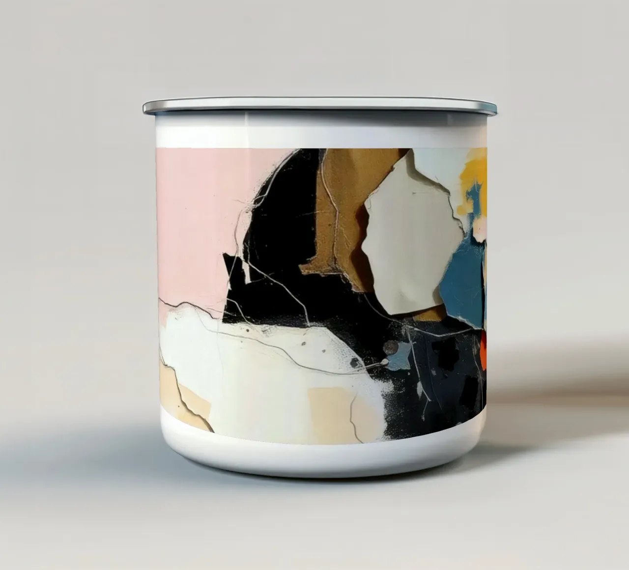 Composizione artistica astratta con texture stratificate tazza in smalto da DesignDoodle