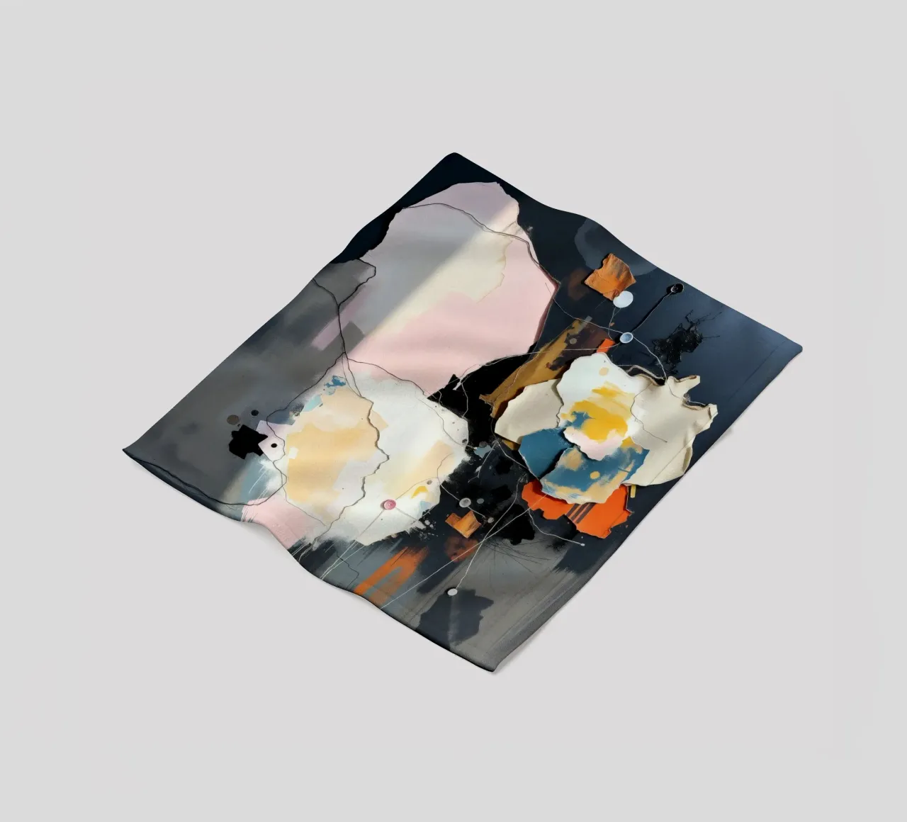 Abstract art composition featuring layered textures fleece blanket by DesignDoodle