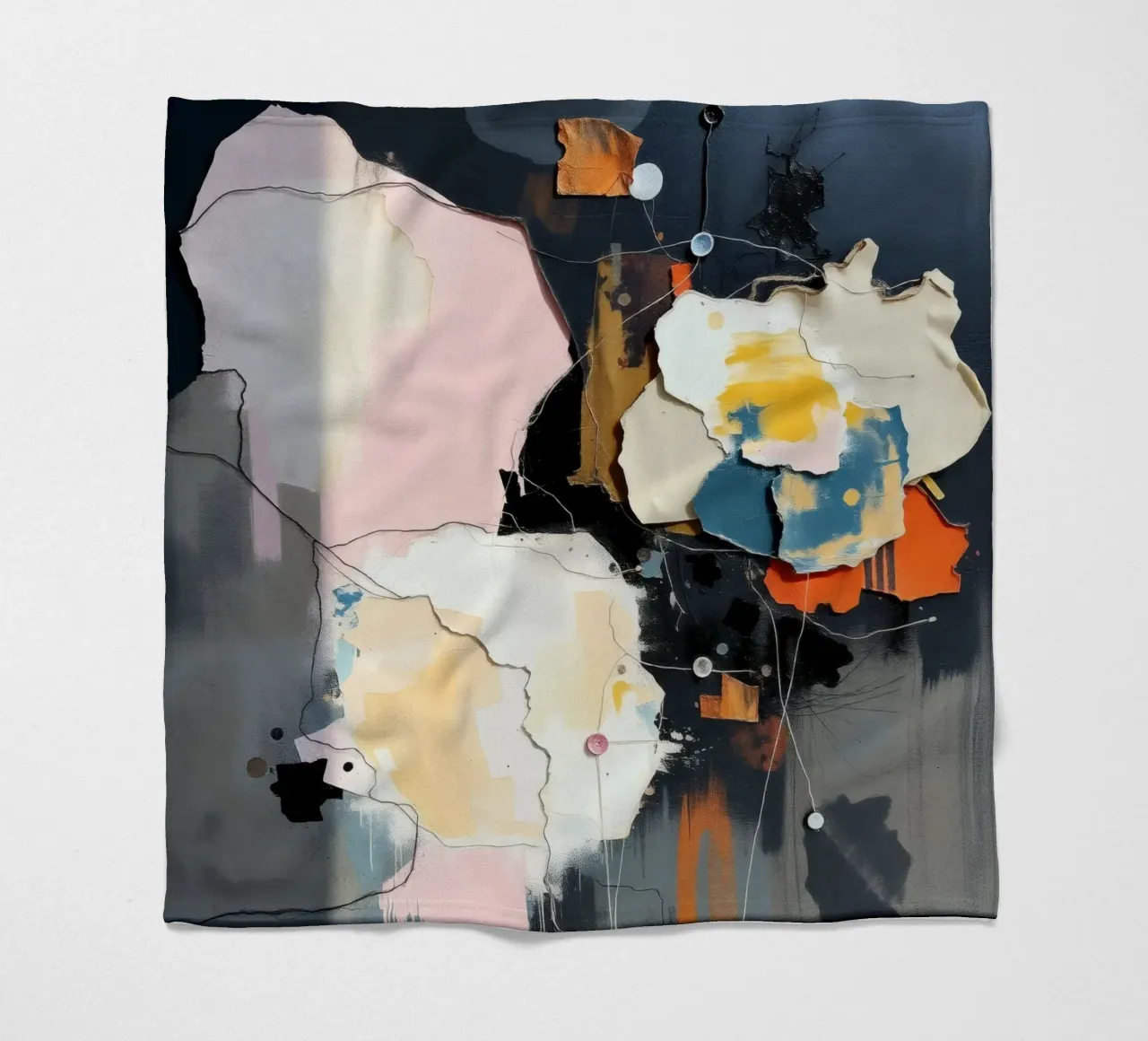 Abstract art composition featuring layered textures fleece blanket by DesignDoodle