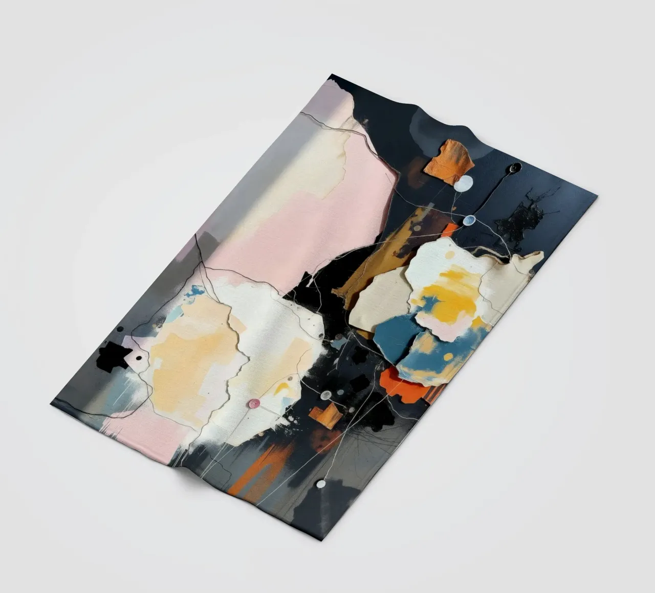 Abstract art composition featuring layered textures fleece blanket by DesignDoodle