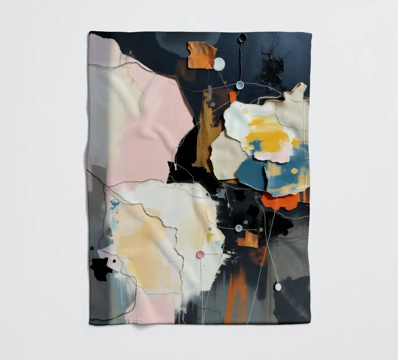 Abstract art composition featuring layered textures fleece blanket by DesignDoodle