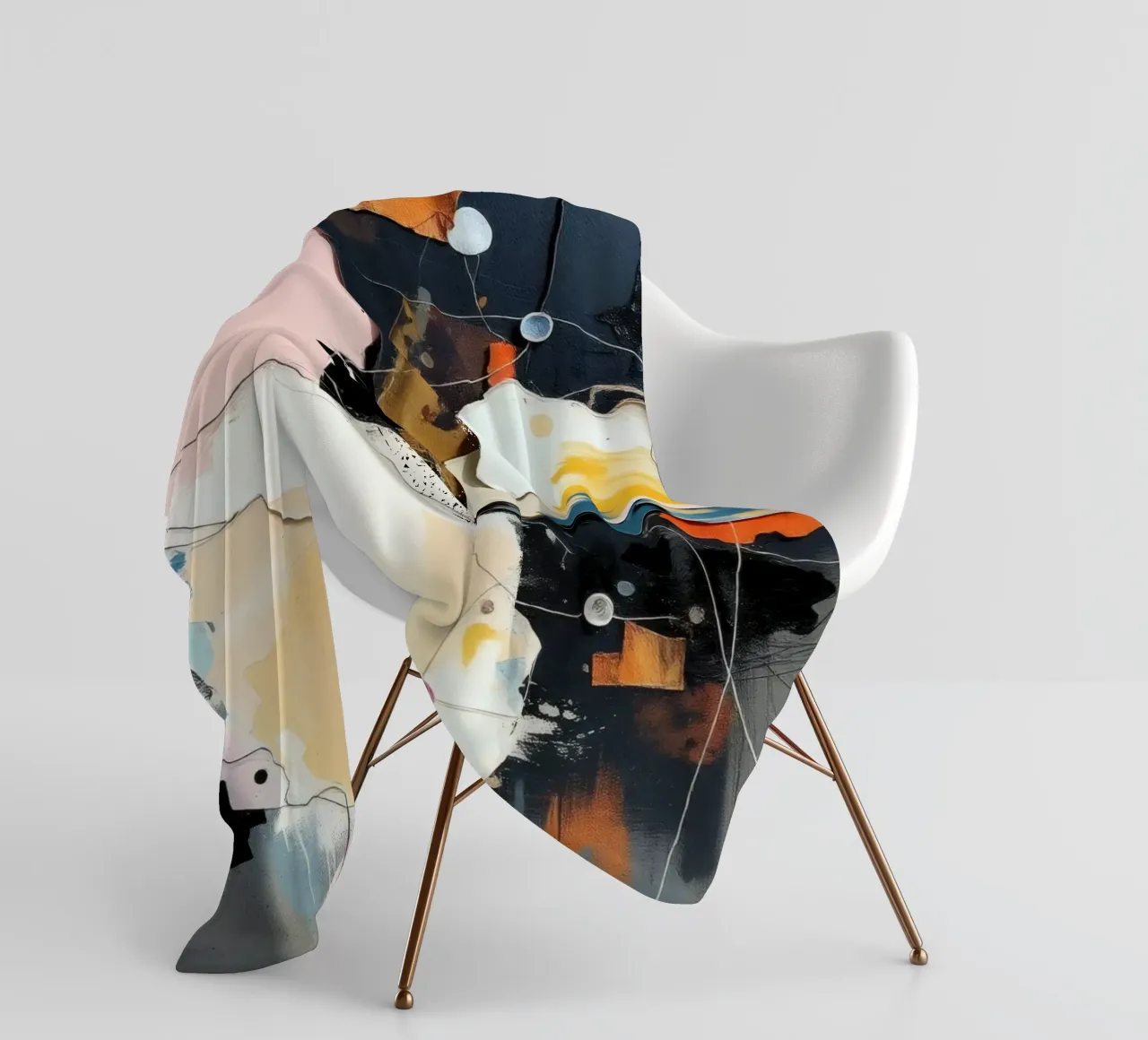 Abstract art composition featuring layered textures fleece blanket by DesignDoodle