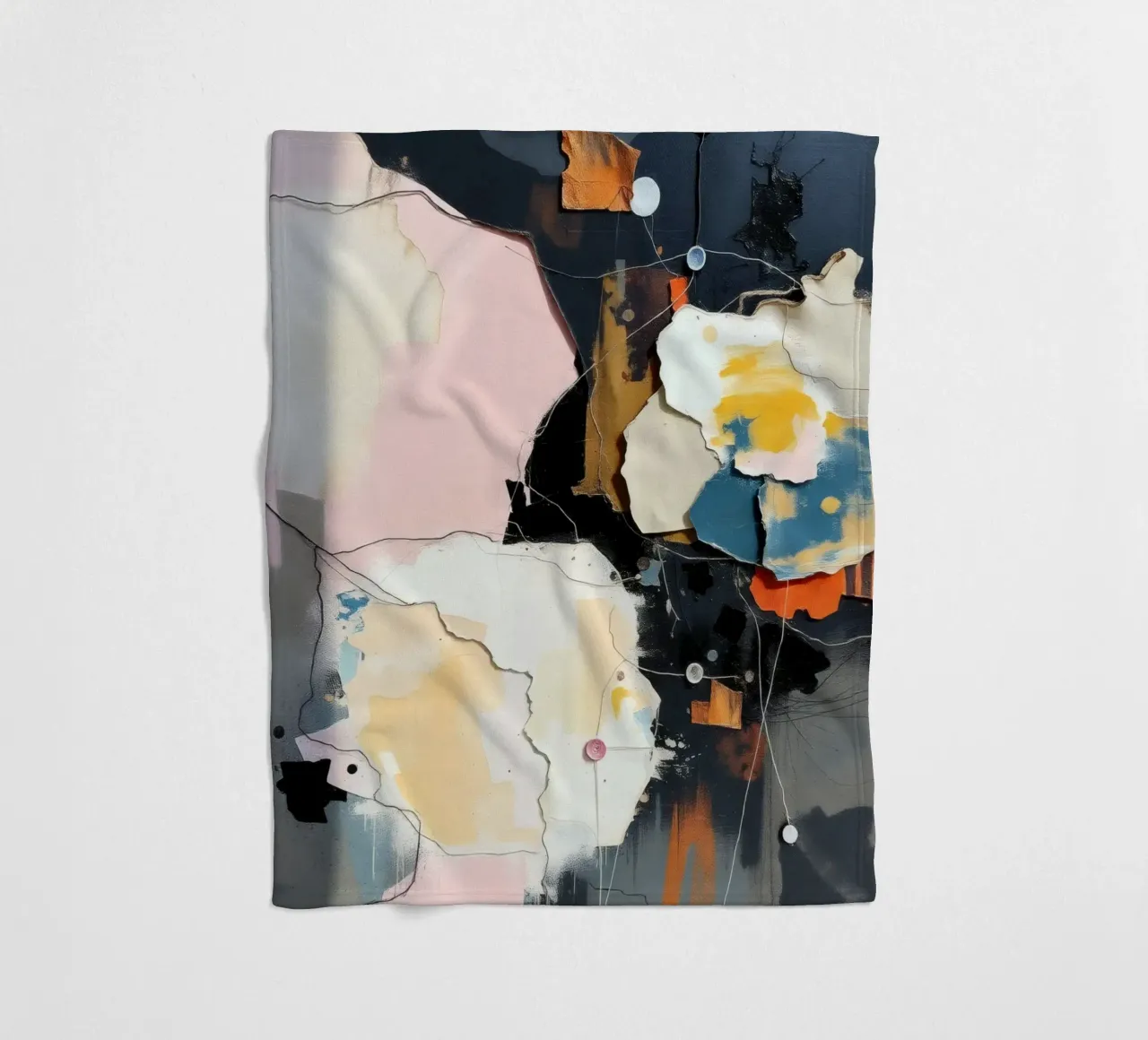 Abstract art composition featuring layered textures fleece blanket by DesignDoodle