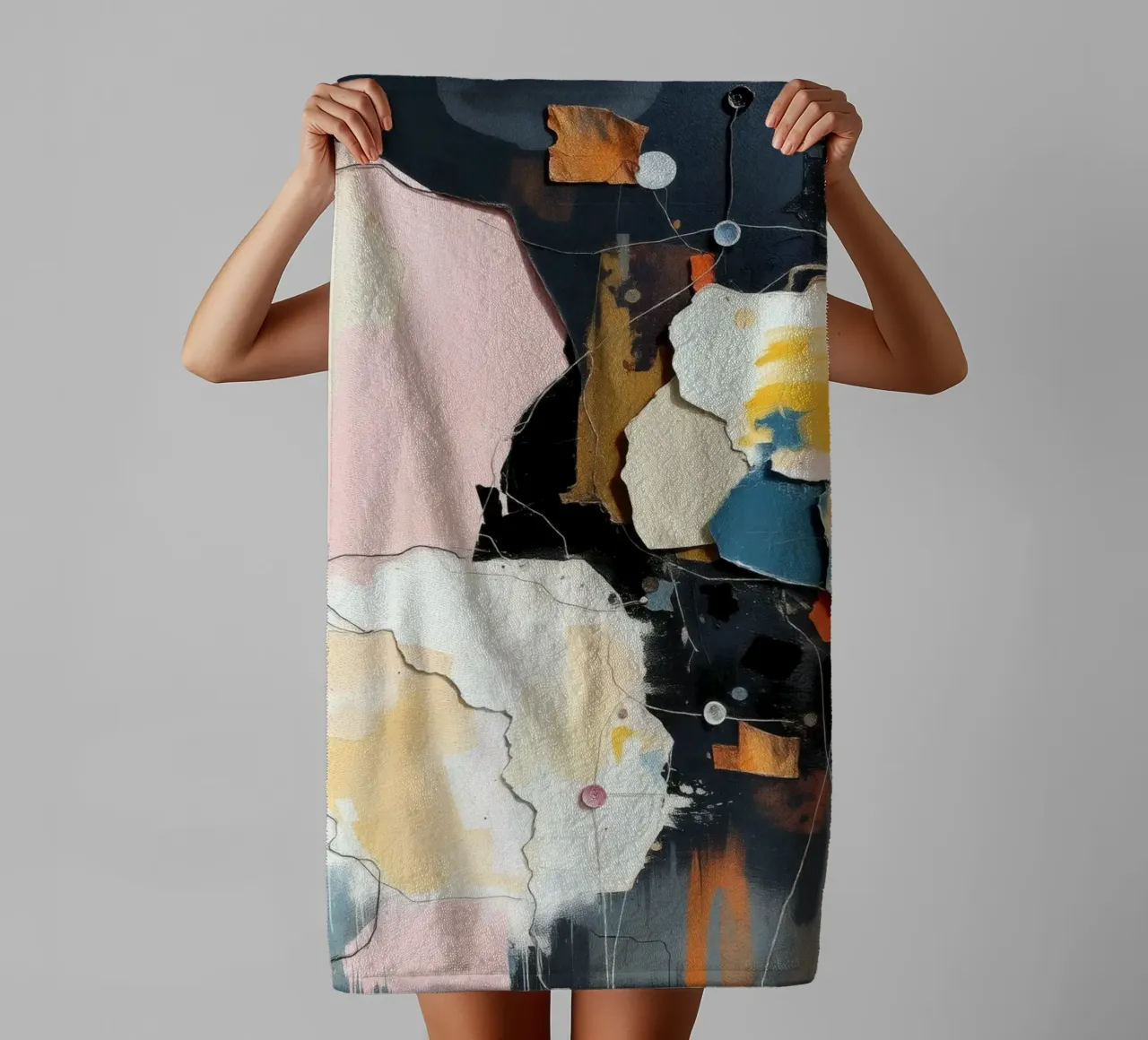 Abstract art composition featuring layered textures towel by DesignDoodle