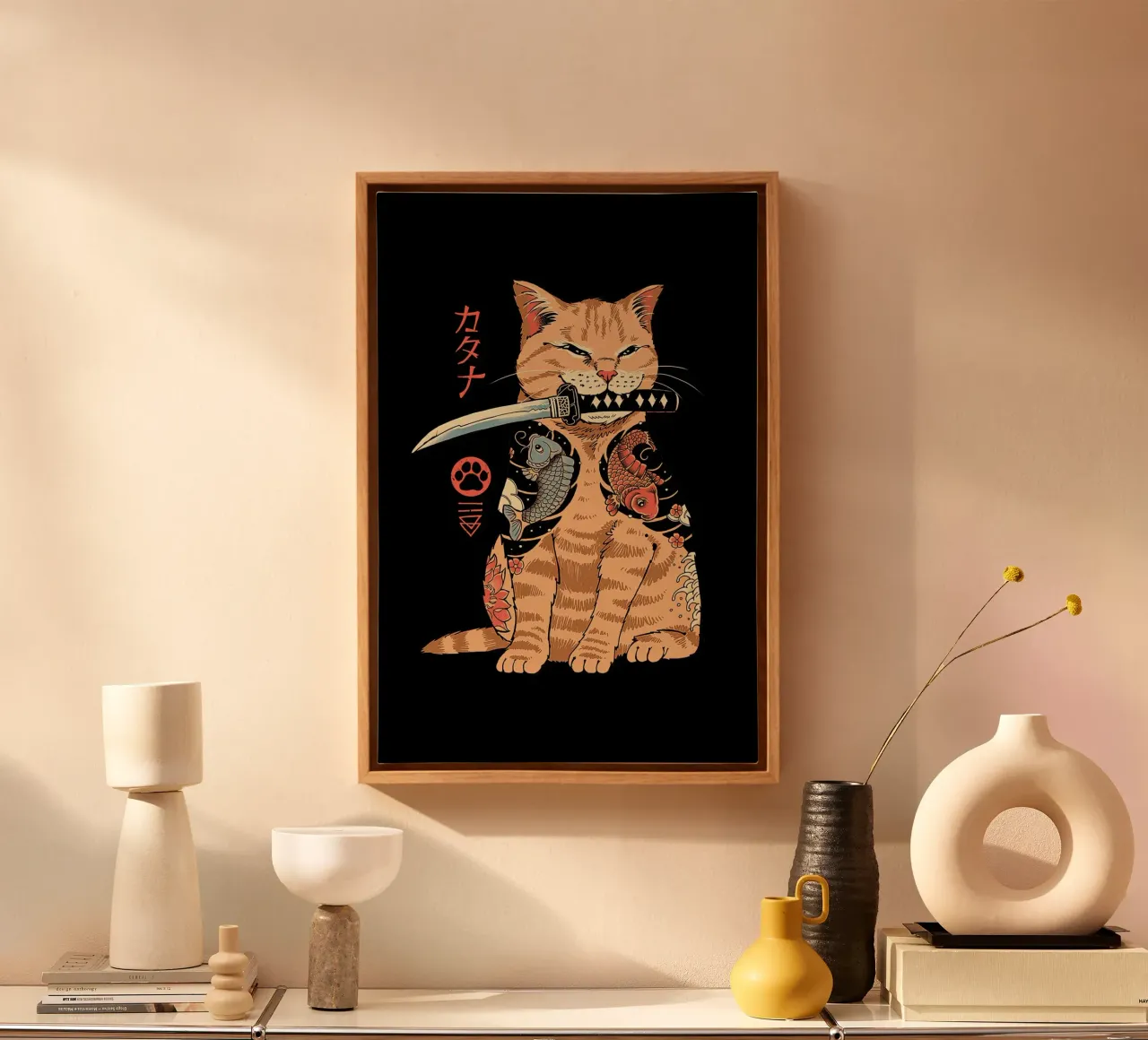Japanese Cat Catana canvas by Michel Studio