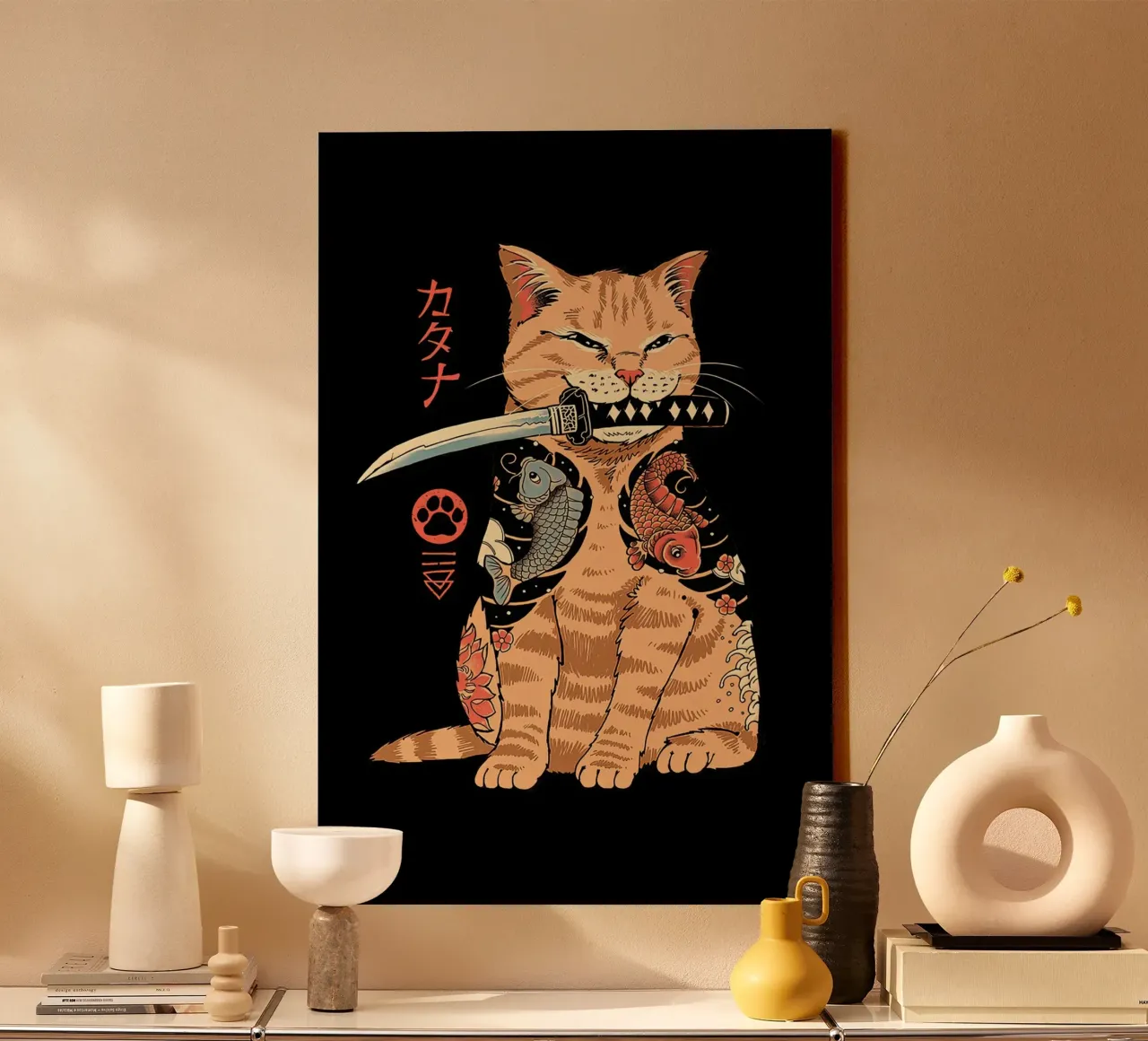 Japanese Cat Catana canvas by Michel Studio