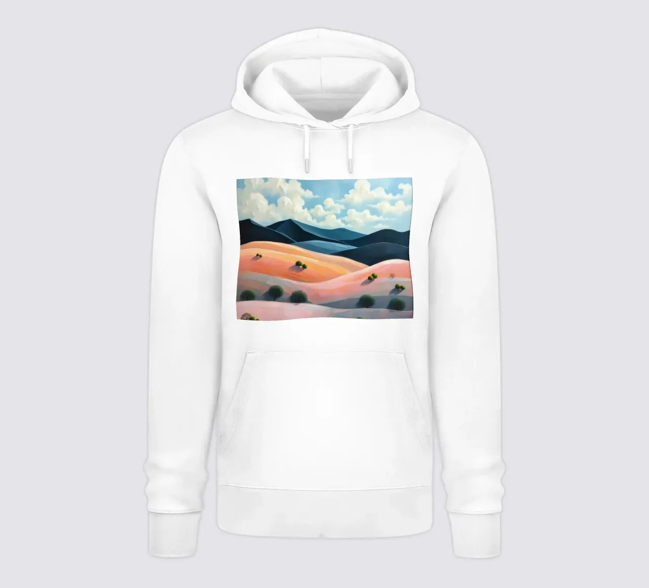 Colline colorate e ondulate sotto un cielo luminoso con nuvole soffici felpa con cappuccio da DesignDoodle