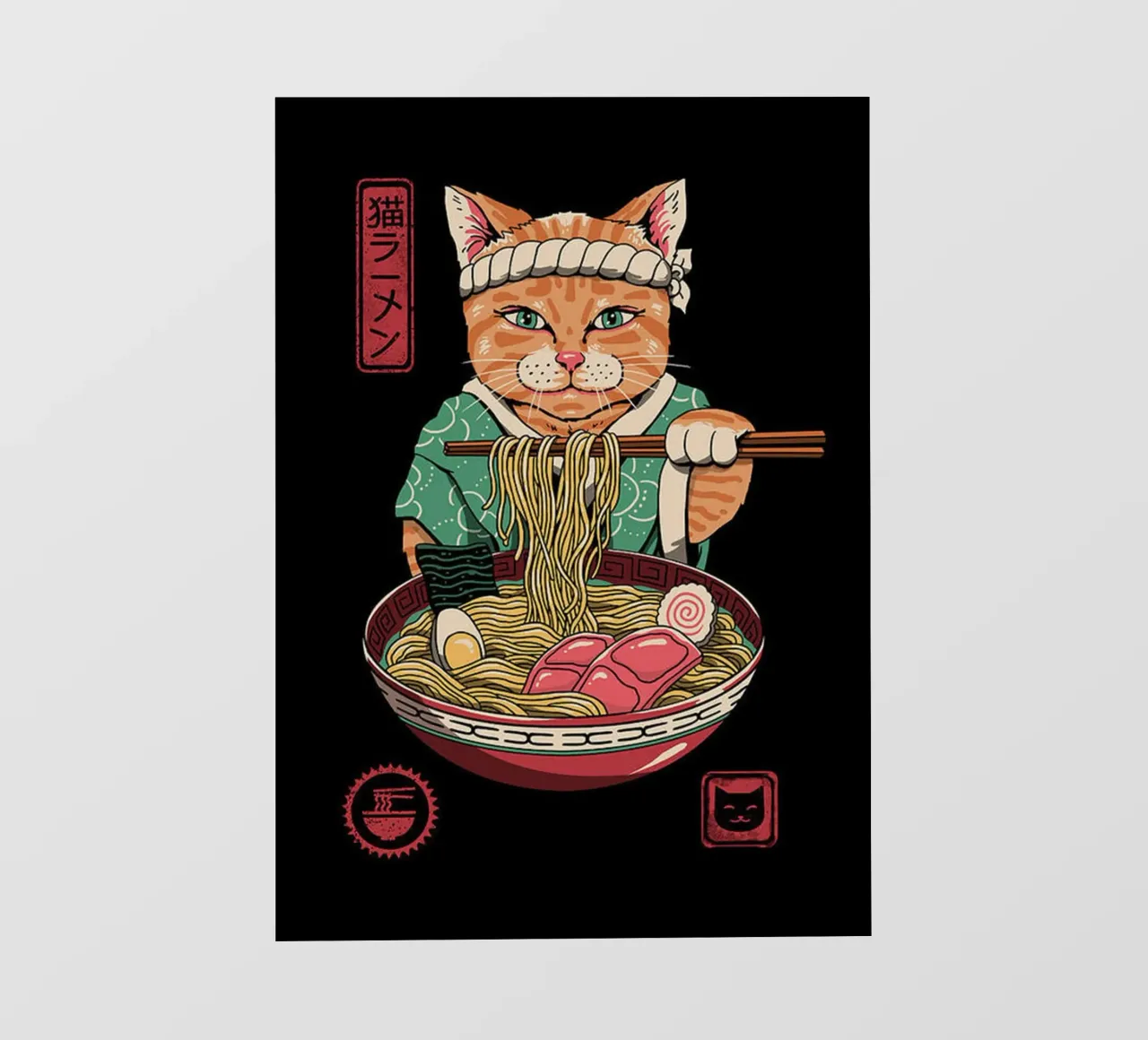Gatto giapponese Neko Ramen telo in pvc da Michel Studio