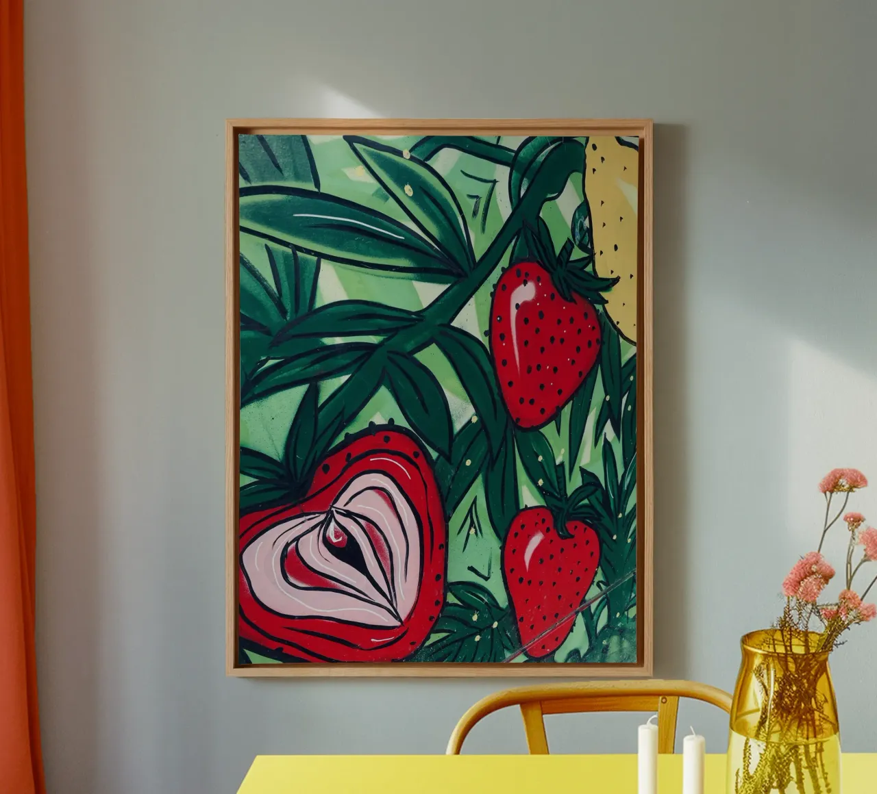 Fruity Lovemaking canvas met Baklijst van ChiasMata CozMos