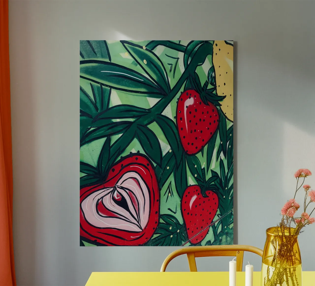 Fruity Lovemaking canvas met Baklijst van ChiasMata CozMos