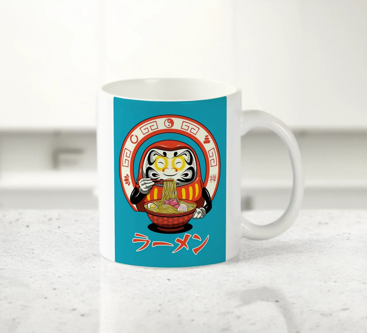 Ramen giapponese blu Shaker Neko tazza in ceramica da Michel Studio