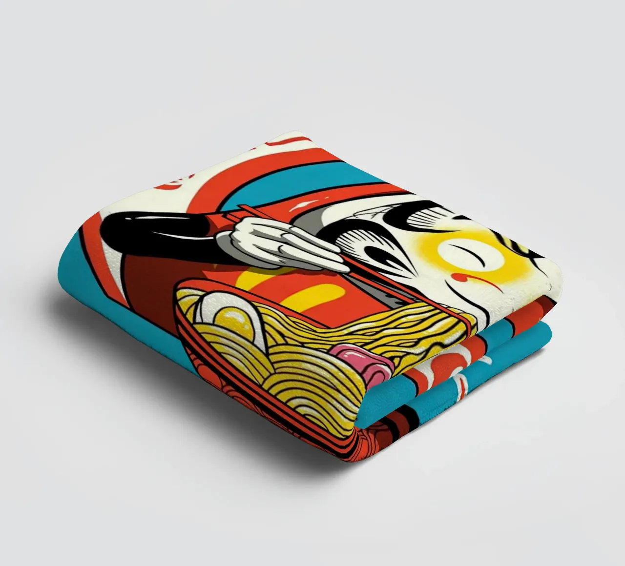 Japanese Blue Shaker Neko Ramen towel by Michel Studio