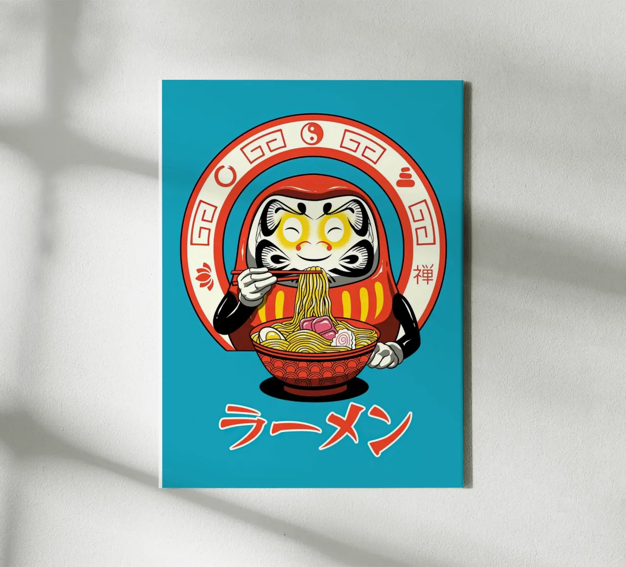 Ramen giapponese blu Shaker Neko tela con Cornice a cassetta da Michel Studio