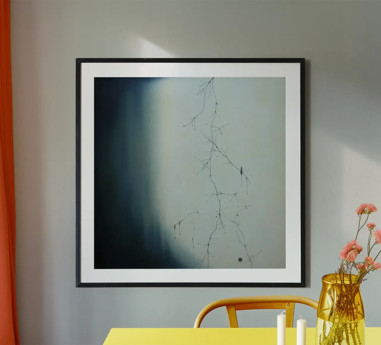 Opera d'arte astratta che raffigura intricati motivi ramificati poster con telaio in legno da DesignDoodle