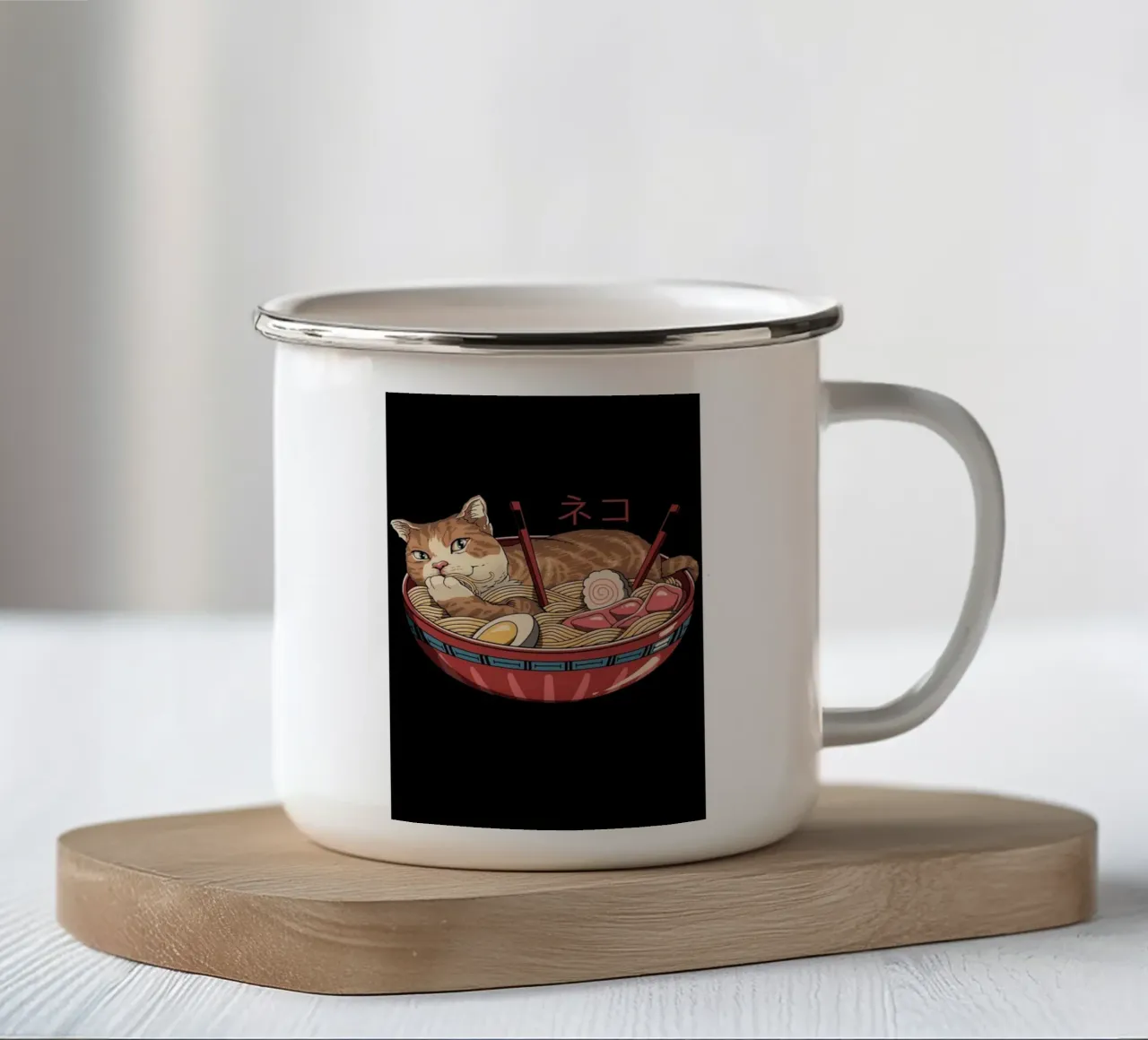 Ramen giapponese Great Big Neko tazza in smalto da Michel Studio