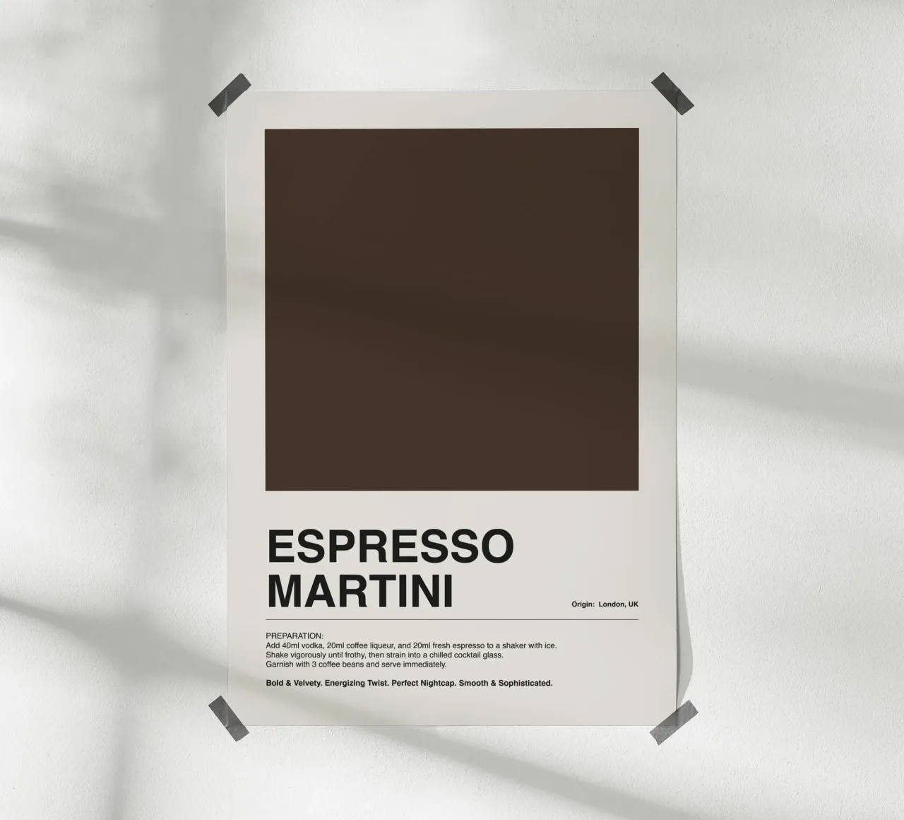 Espresso Martini Recipes poster con telaio in legno da ni-ja artboutique