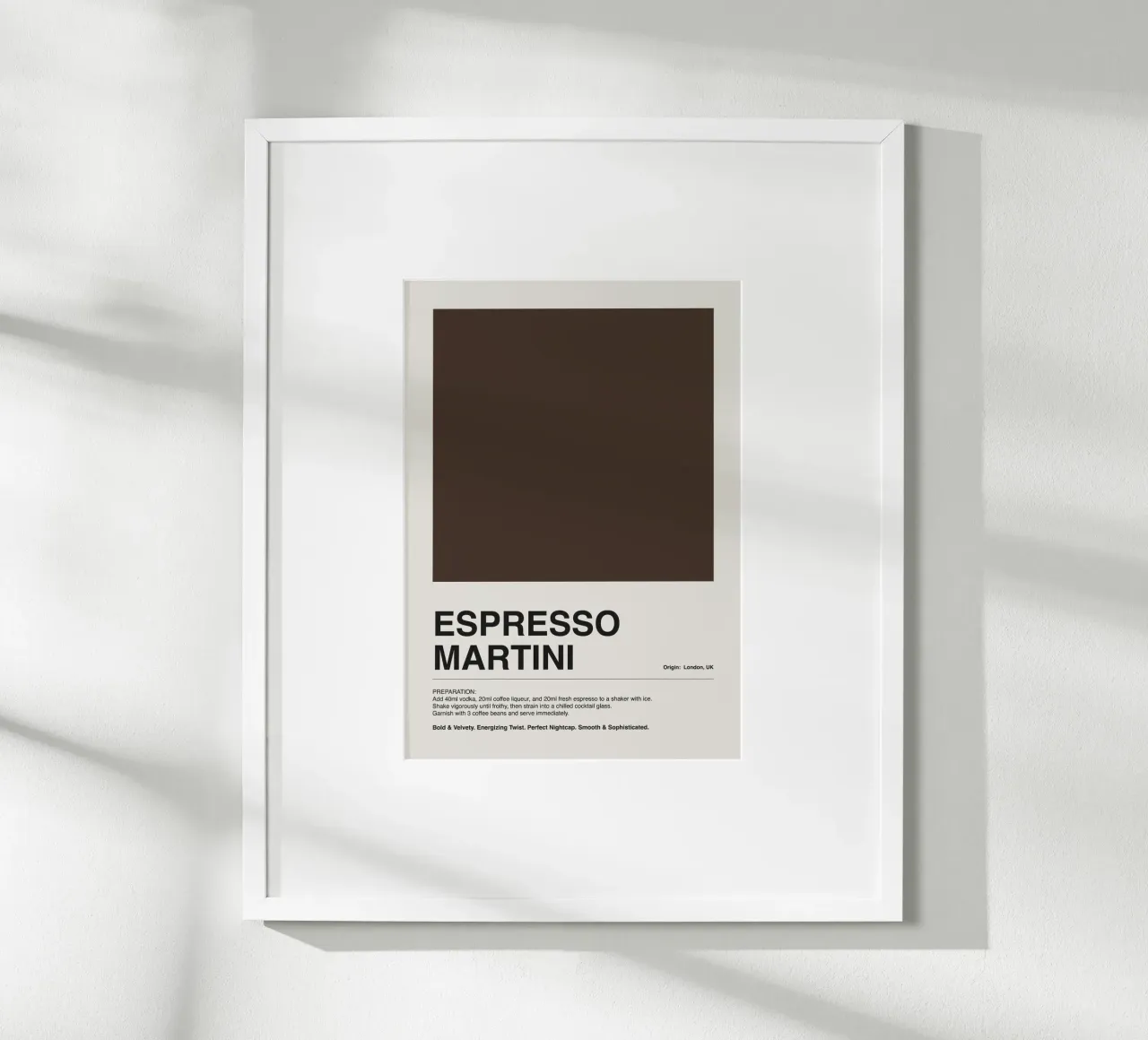 Espresso Martini Recipes poster con telaio in legno da ni-ja artboutique