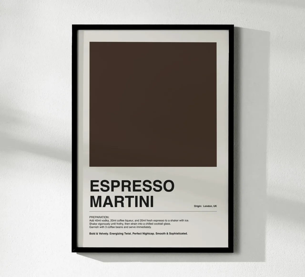 Espresso Martini Recipes poster con telaio in legno da ni-ja artboutique