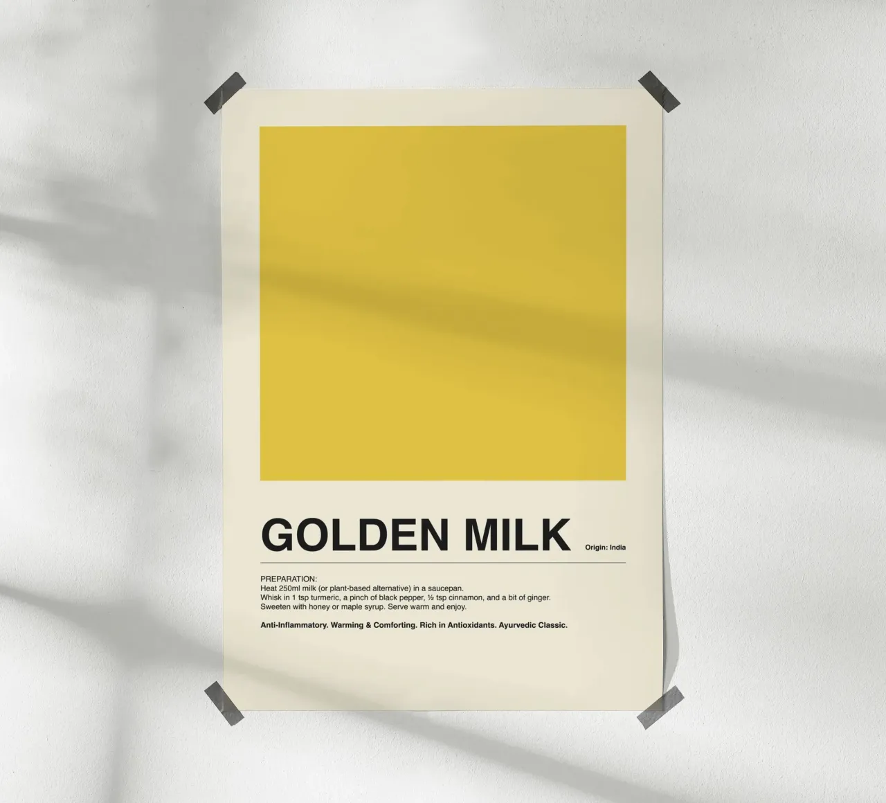 Golden Milk Drink poster con telaio in plastica da ni-ja artboutique