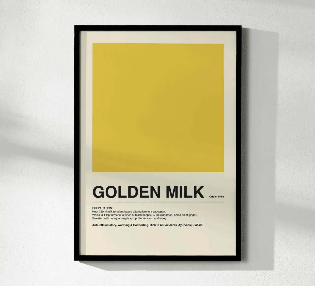 Golden Milk Drink poster con telaio in plastica da ni-ja artboutique