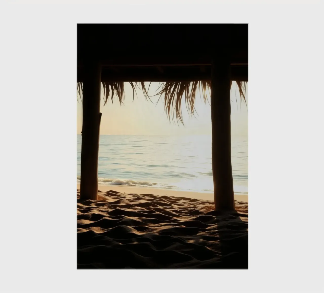 Sunset view from a beach hut overlooking calm waters notebook by DesignDoodle