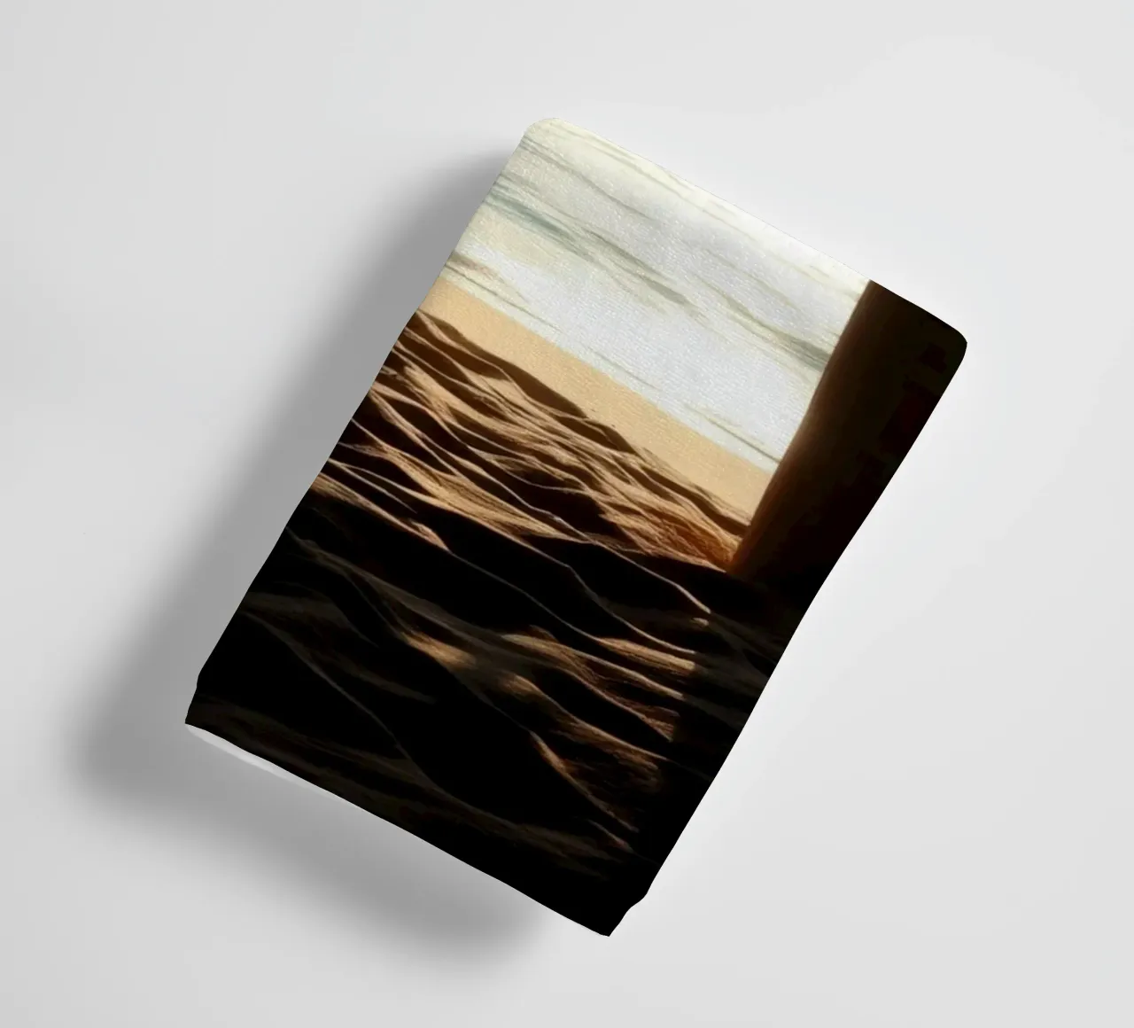 Sunset view from a beach hut overlooking calm waters towel by DesignDoodle